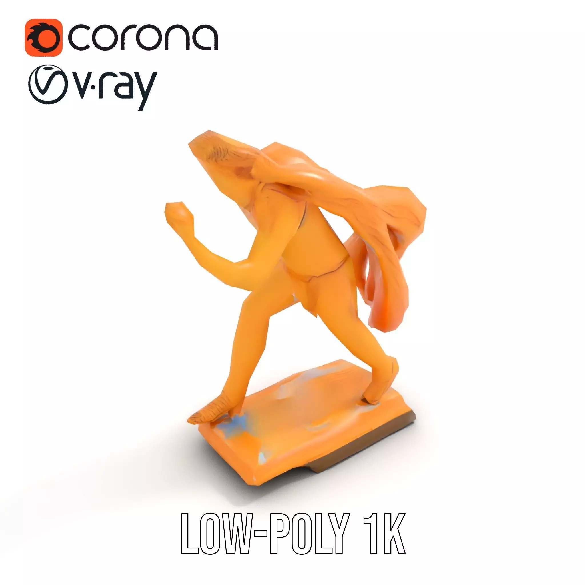 Golden Athlete Statue Model Pack Low-poly 3D model_10