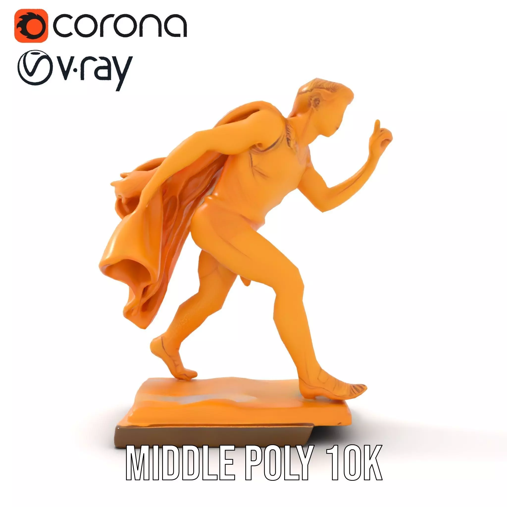 Golden Athlete Statue Model Pack Low-poly 3D model_17