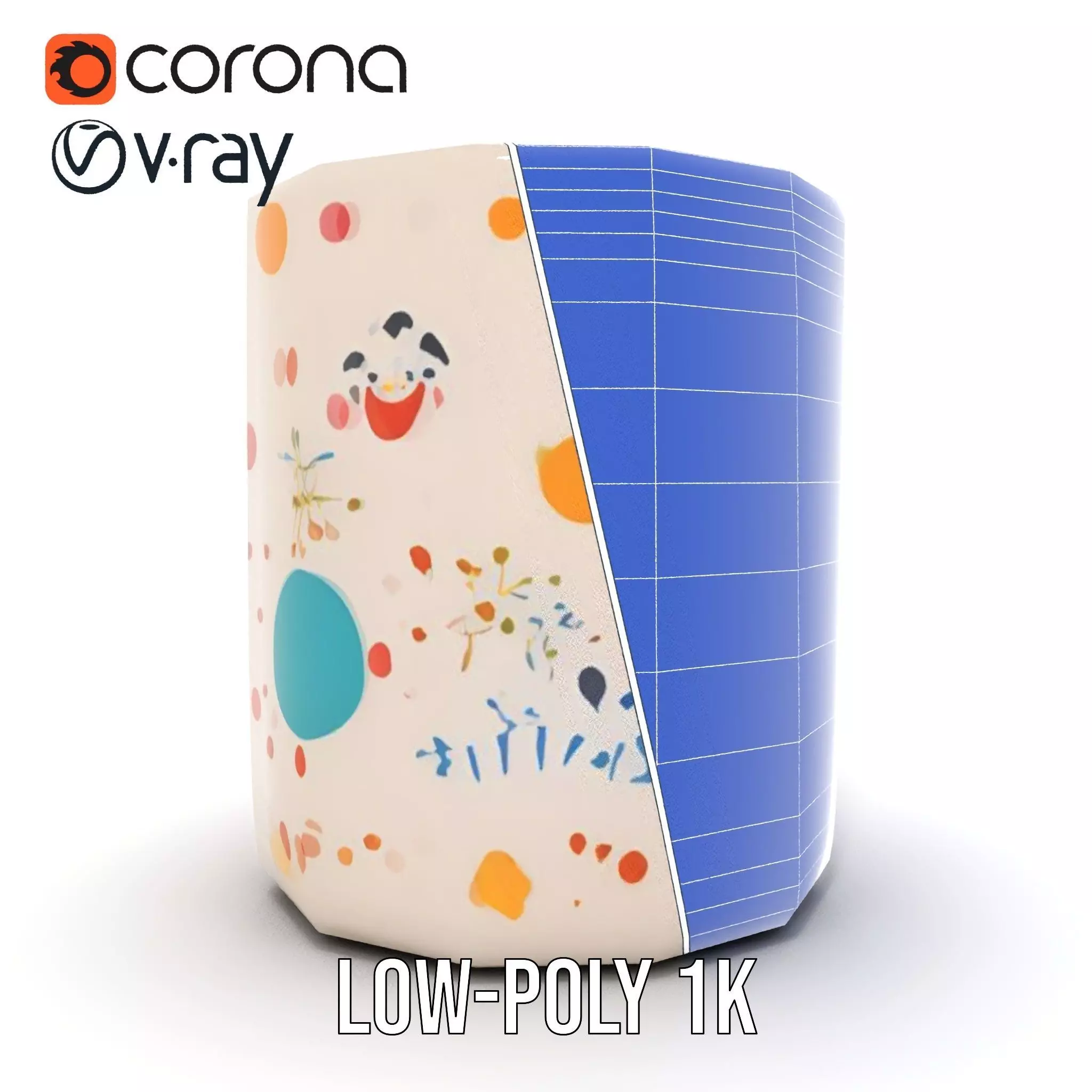 Ceramic Mug with Colorful Patterns Model Pack Low-poly 3D model_31