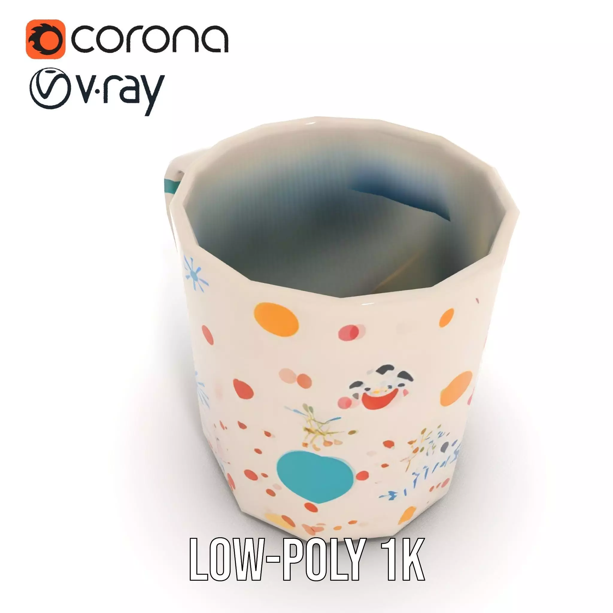 Ceramic Mug with Colorful Patterns Model Pack Low-poly 3D model_9