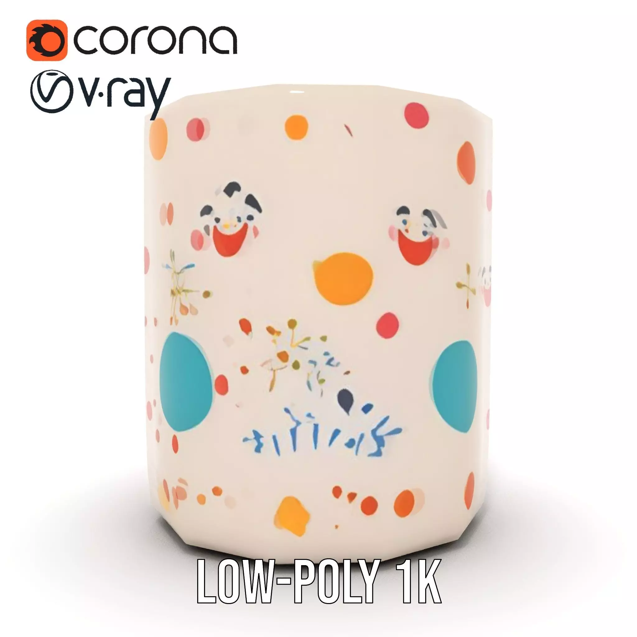 Ceramic Mug with Colorful Patterns Model Pack Low-poly 3D model_8