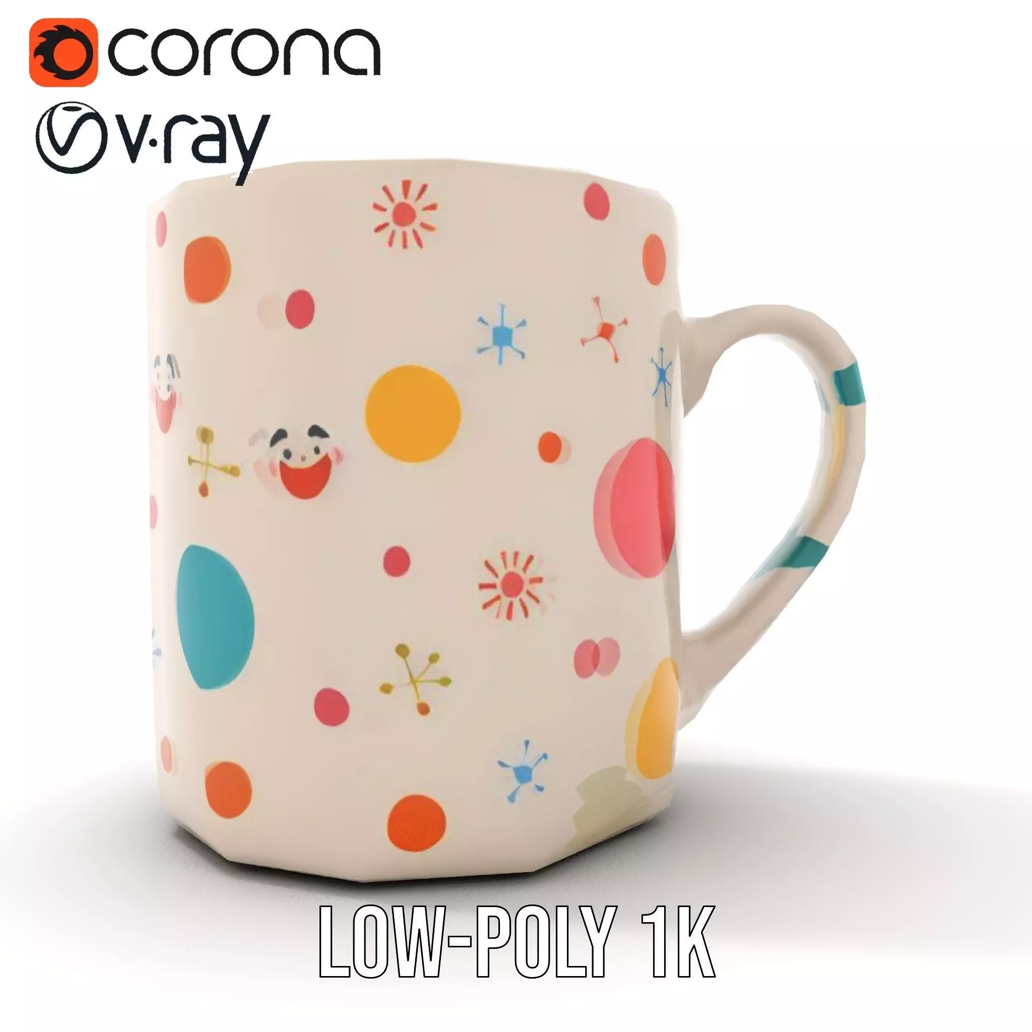 Ceramic Mug with Colorful Patterns Model Pack Low-poly 3D model_15