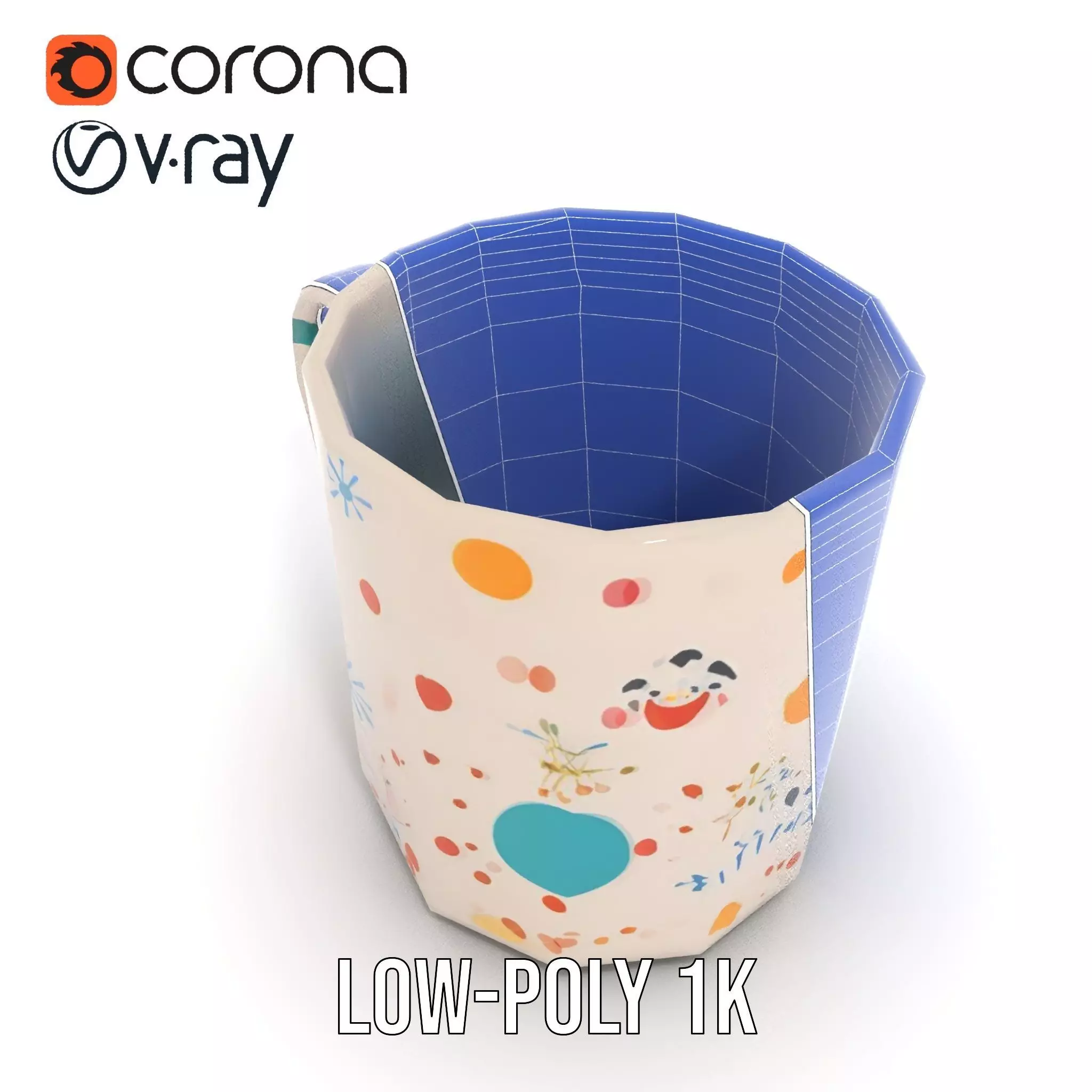 Ceramic Mug with Colorful Patterns Model Pack Low-poly 3D model_28