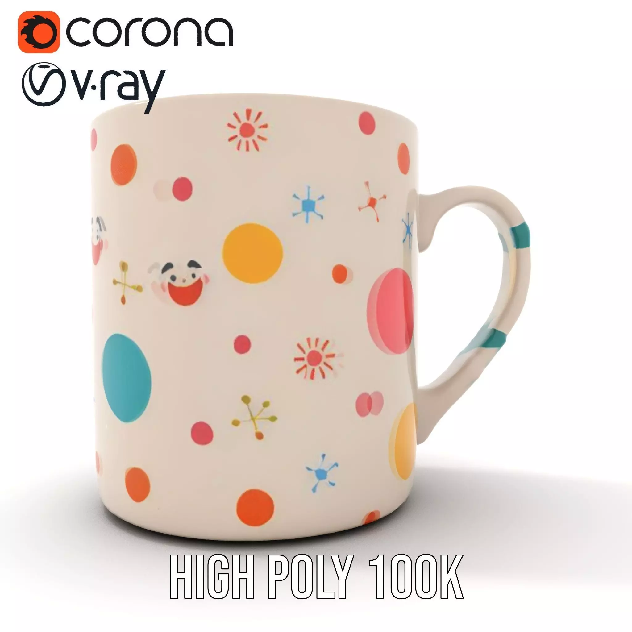 Ceramic Mug with Colorful Patterns Model Pack Low-poly 3D model_27