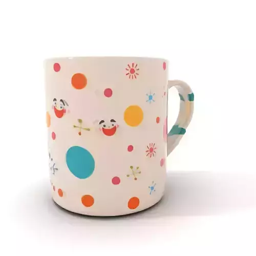Ceramic Mug with Colorful Patterns Model Pack Low-poly 3D model