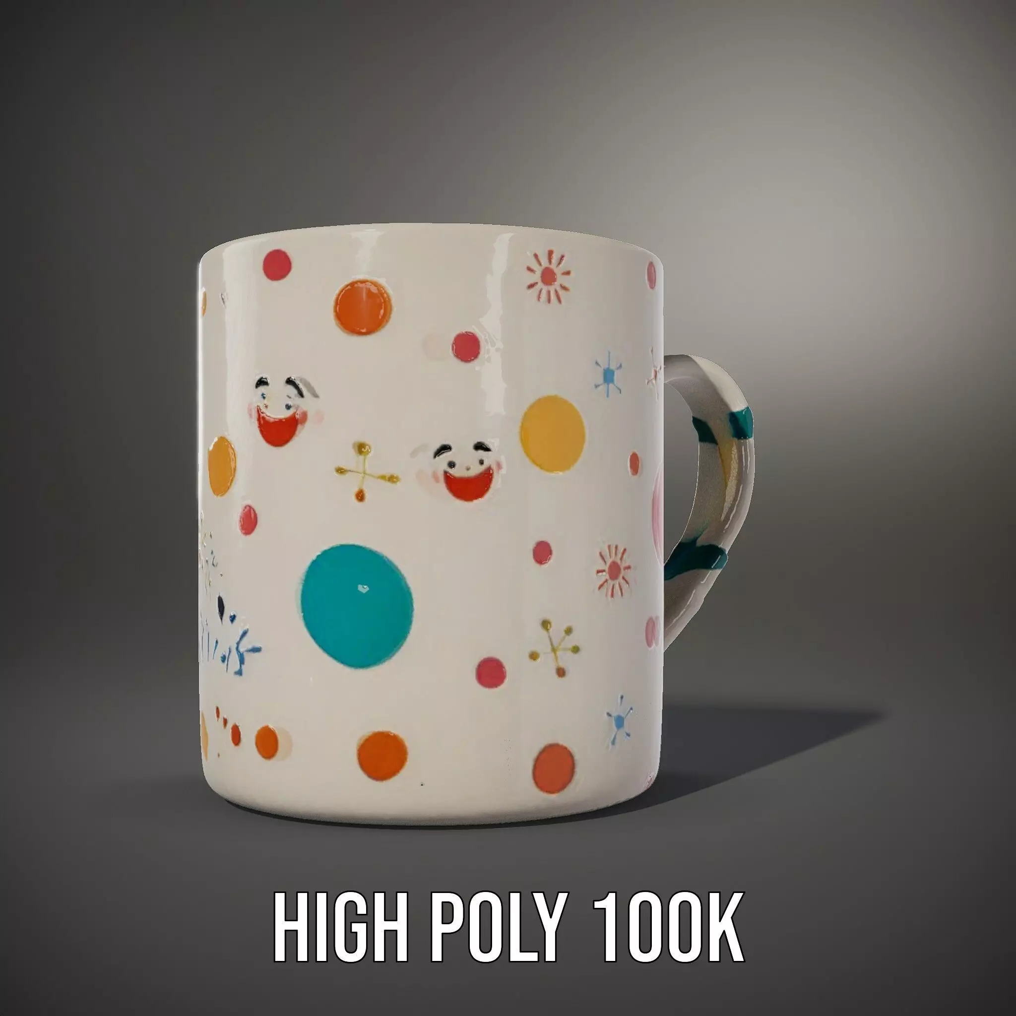 Ceramic Mug with Colorful Patterns Model Pack Low-poly 3D model_10