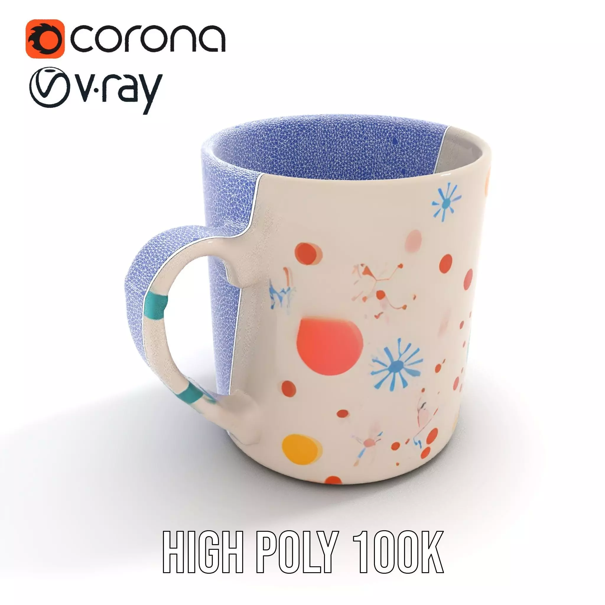 Ceramic Mug with Colorful Patterns Model Pack Low-poly 3D model_25