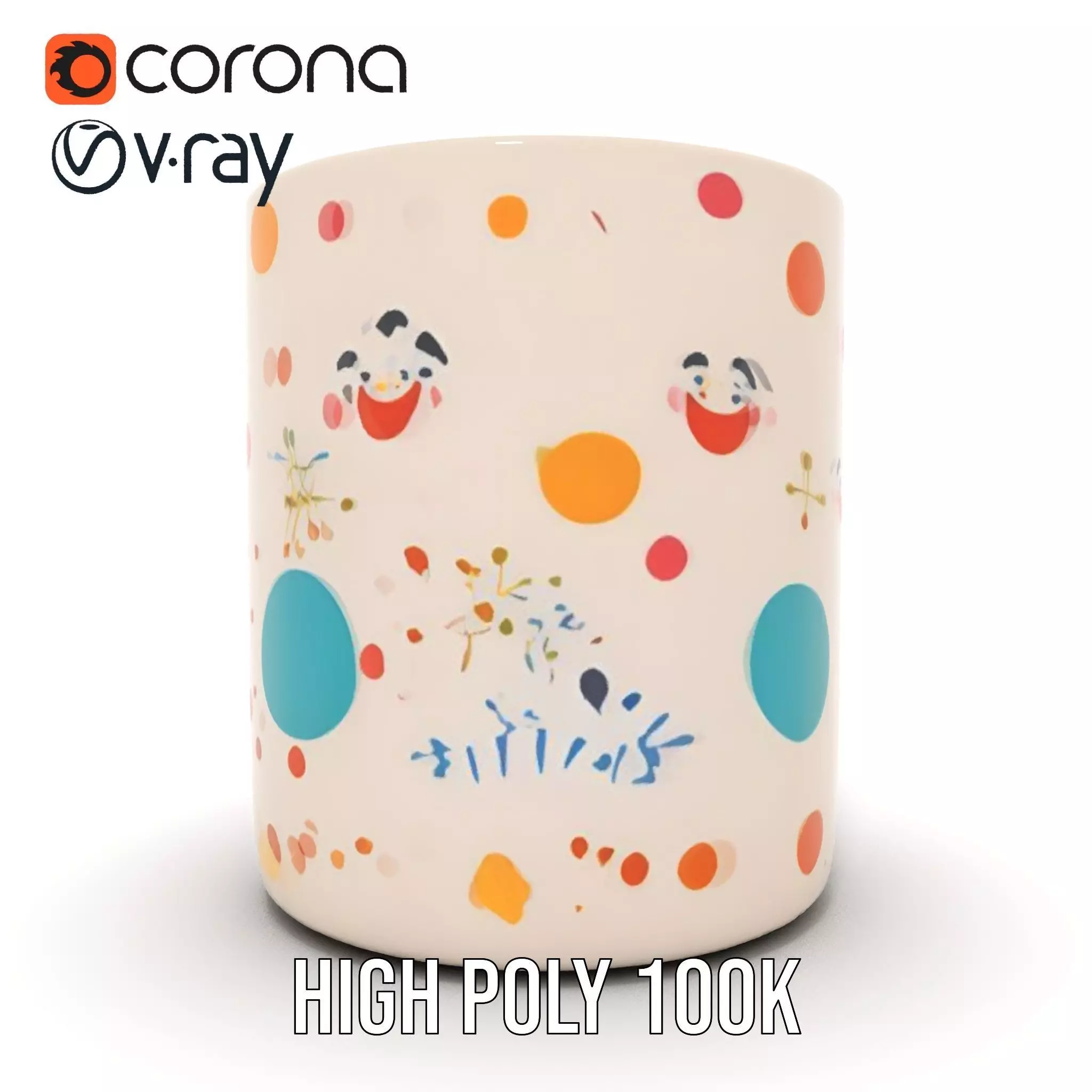 Ceramic Mug with Colorful Patterns Model Pack Low-poly 3D model_14