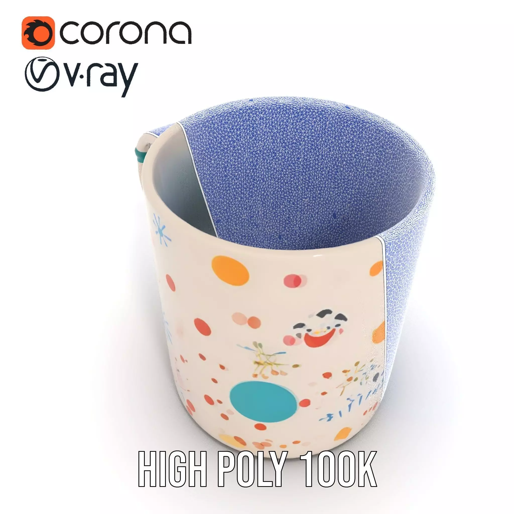Ceramic Mug with Colorful Patterns Model Pack Low-poly 3D model_16