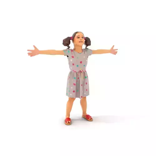 Cheerful Child in Polka Dot Dress Model Pack