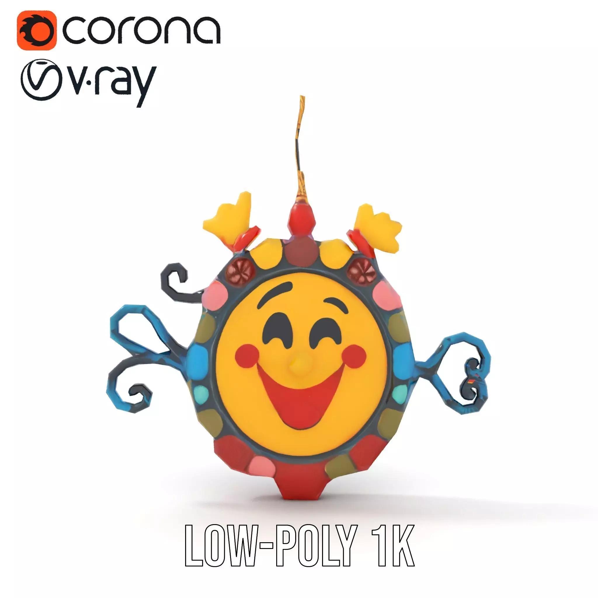 Smiling Sun Ornament Model Pack Low-poly 3D model_13