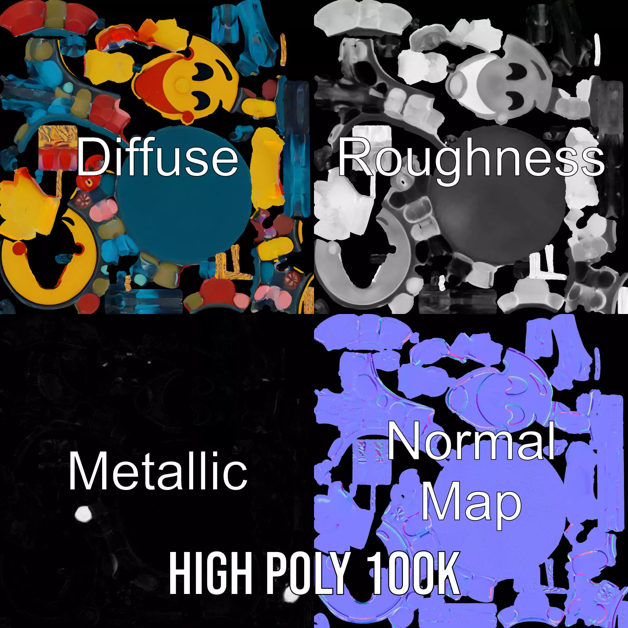 Smiling Sun Ornament Model Pack Low-poly 3D model_4