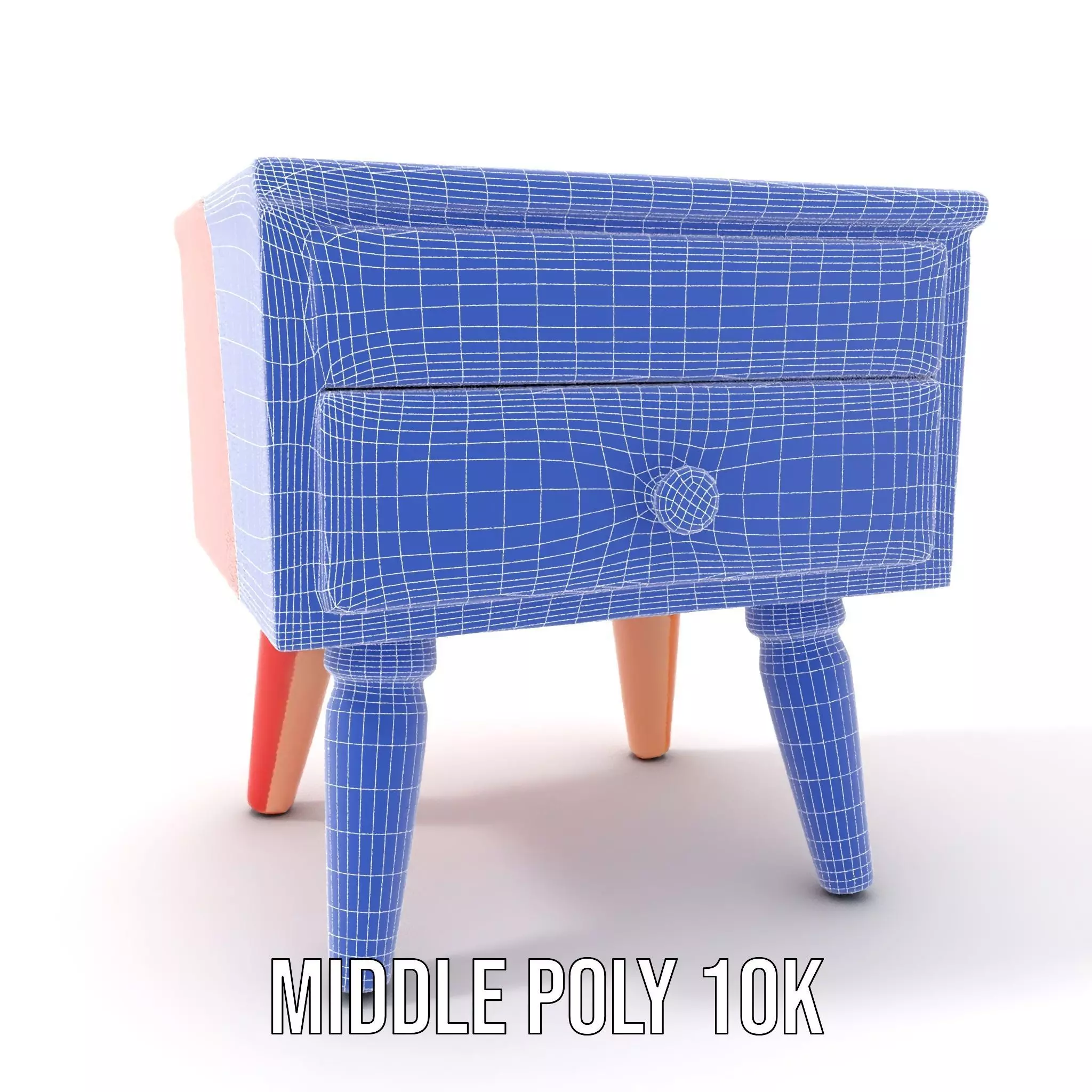 Colorful Retro Nightstand Model Pack with Two Drawers Low-poly 3D model_22