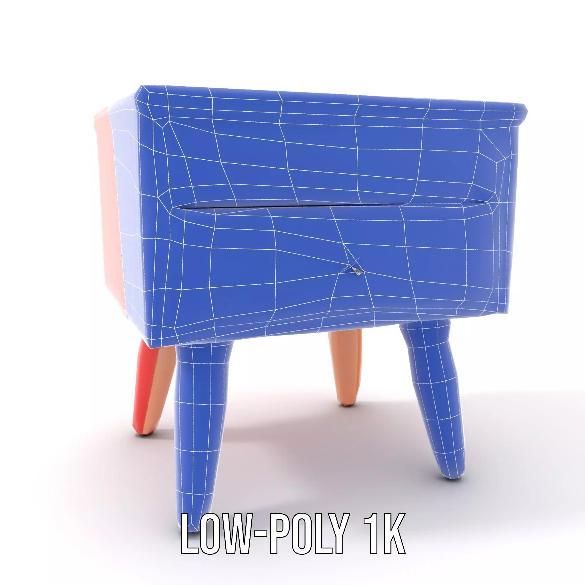 Colorful Retro Nightstand Model Pack with Two Drawers Low-poly 3D model_20