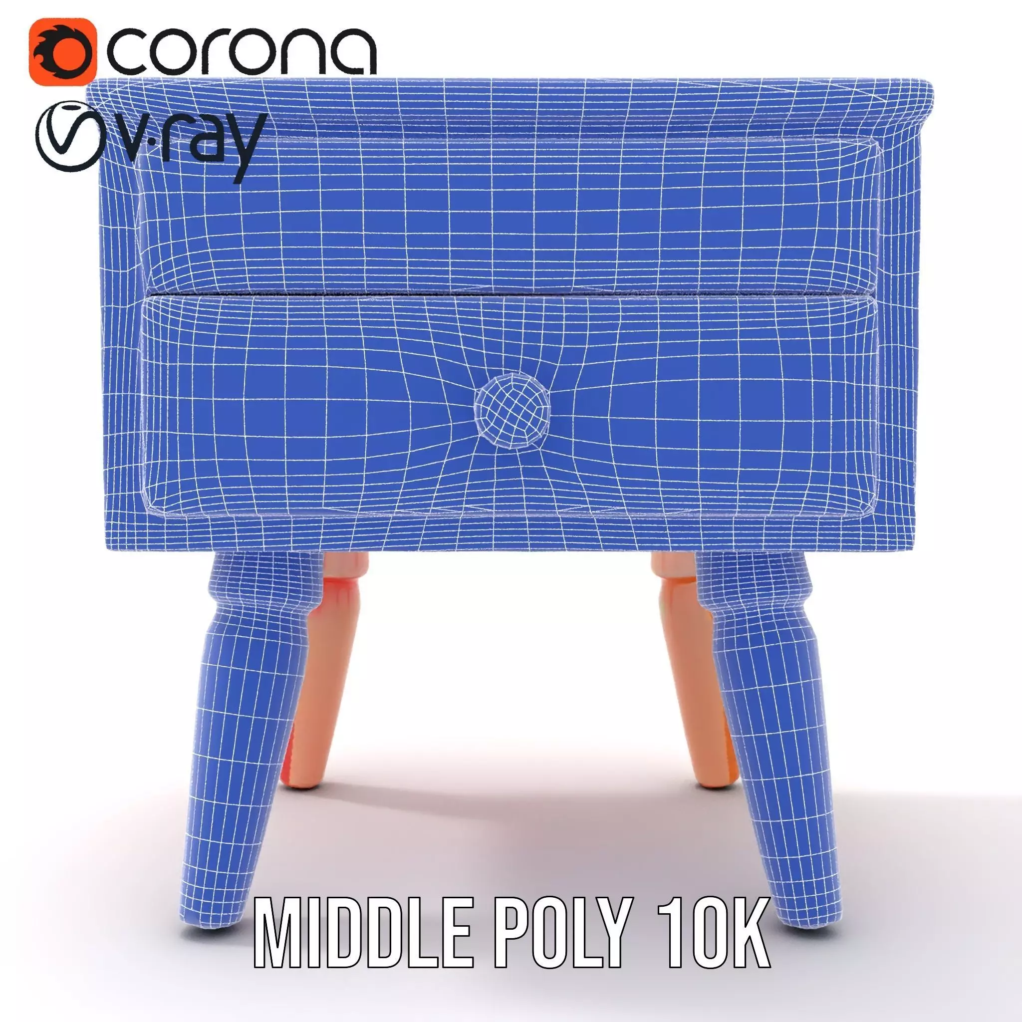 Colorful Retro Nightstand Model Pack with Two Drawers Low-poly 3D model_31