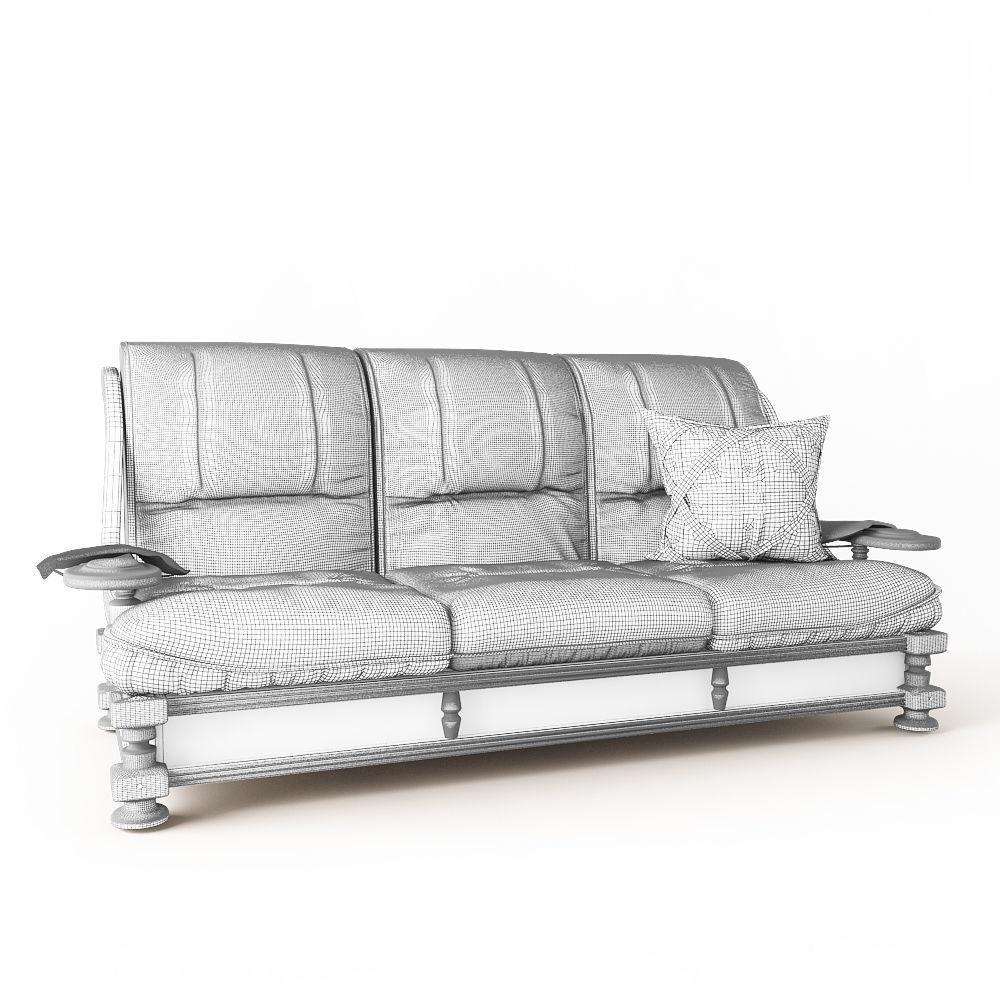 Leather sofa the president 3D model_2
