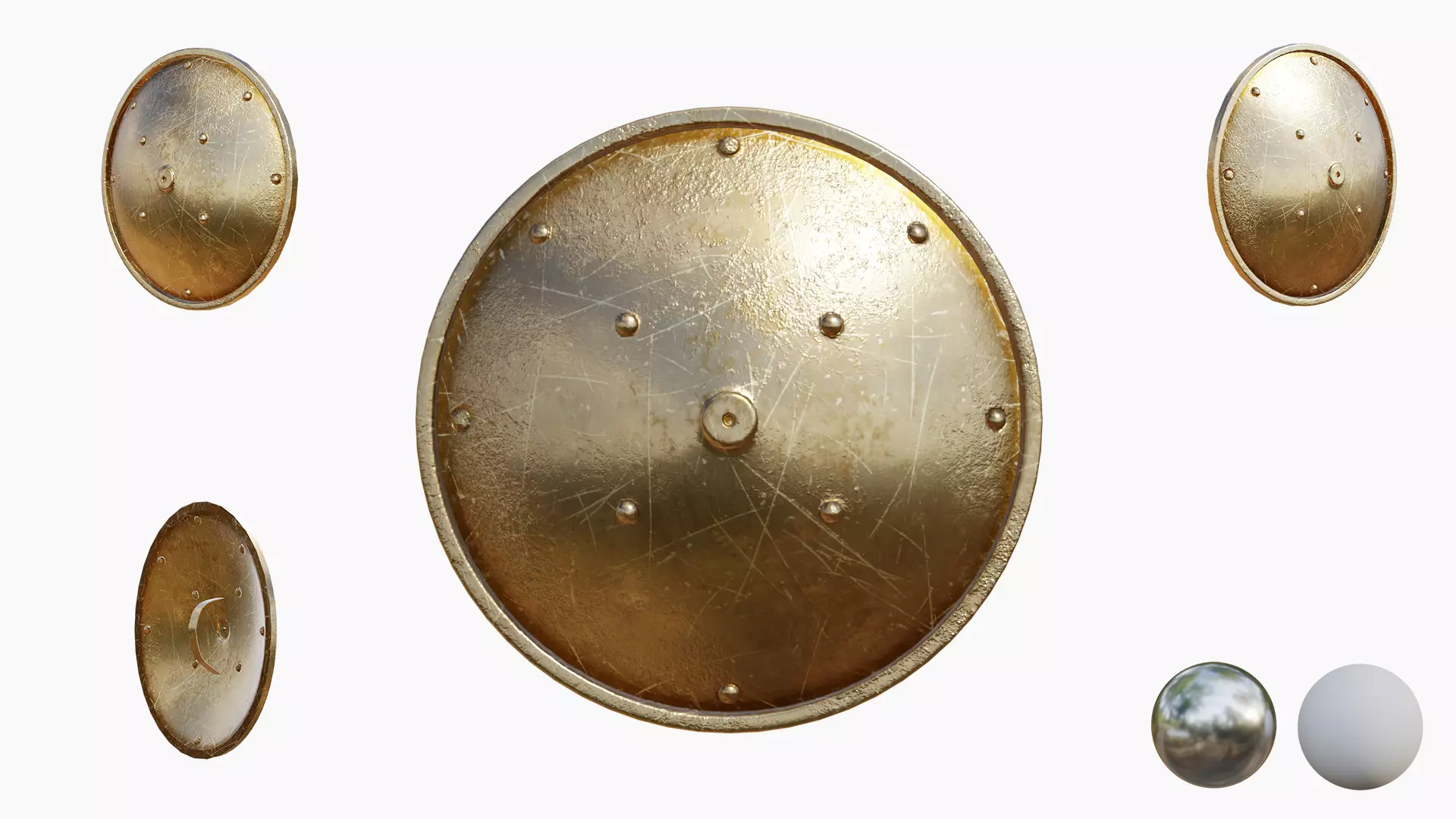 Shield 1 - Gold  Low-poly 3D model_0