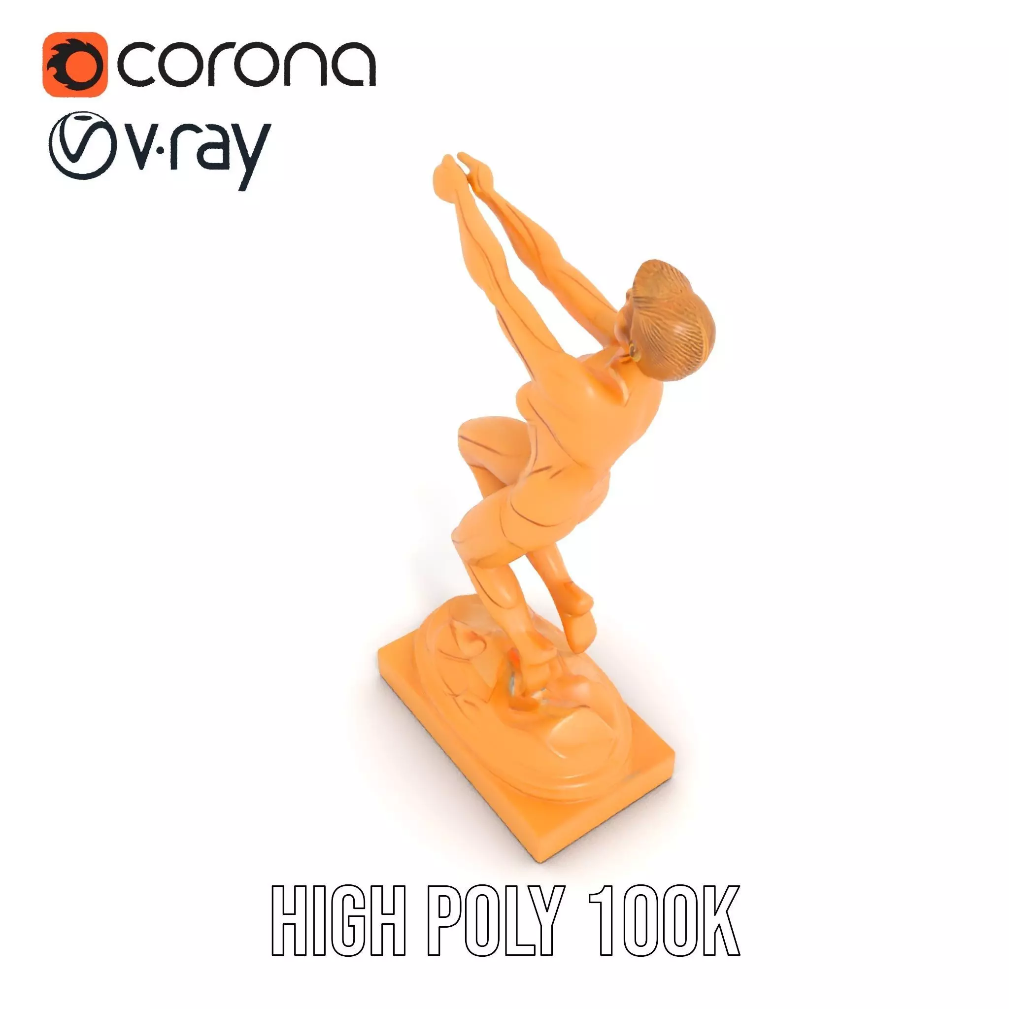 Sculptural Figurine Model Pack with Golden Finish Low-poly 3D model_30