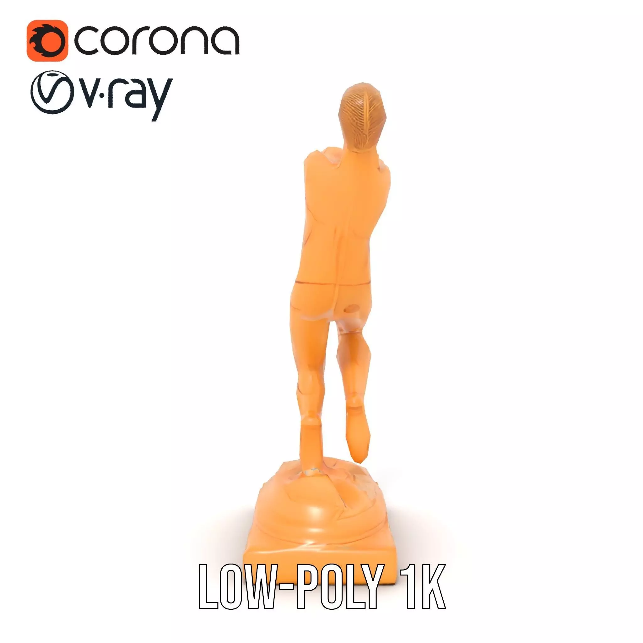 Sculptural Figurine Model Pack with Golden Finish Low-poly 3D model_32