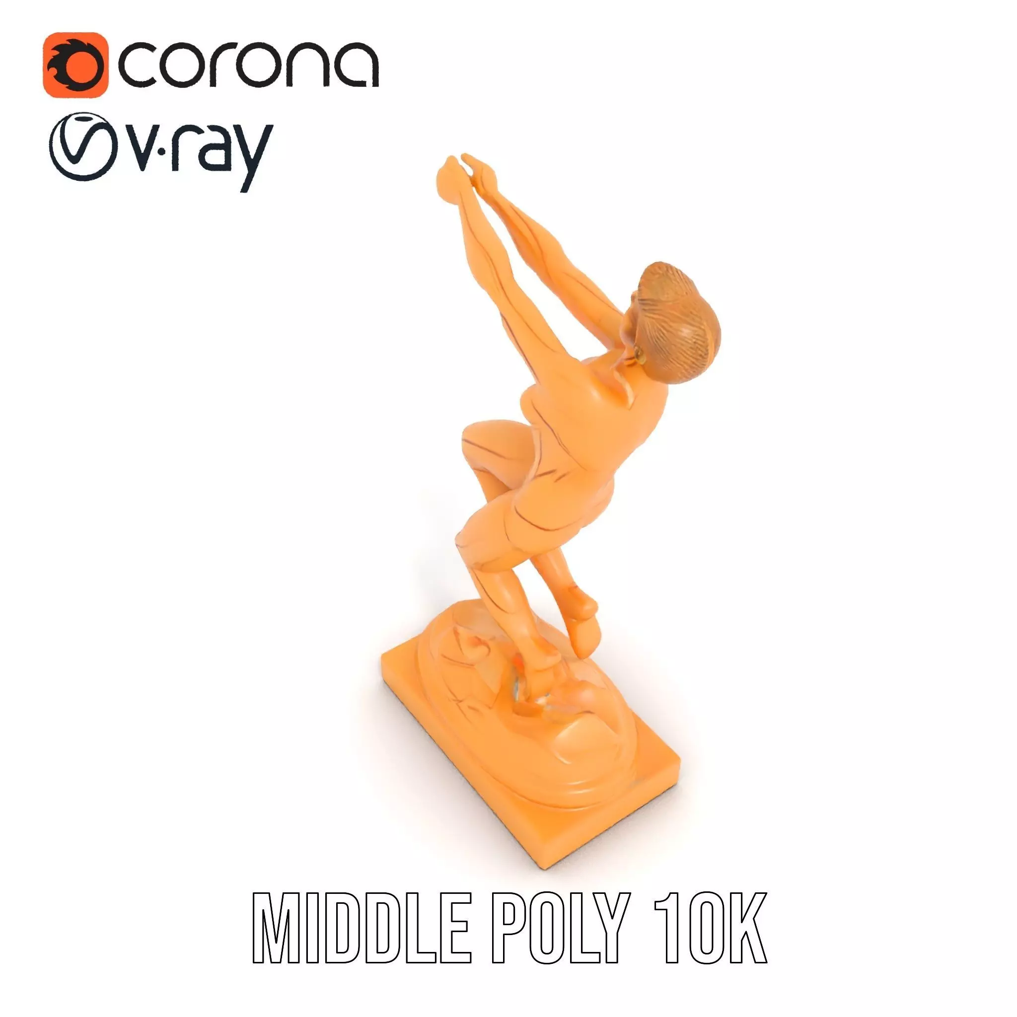 Sculptural Figurine Model Pack with Golden Finish Low-poly 3D model_6