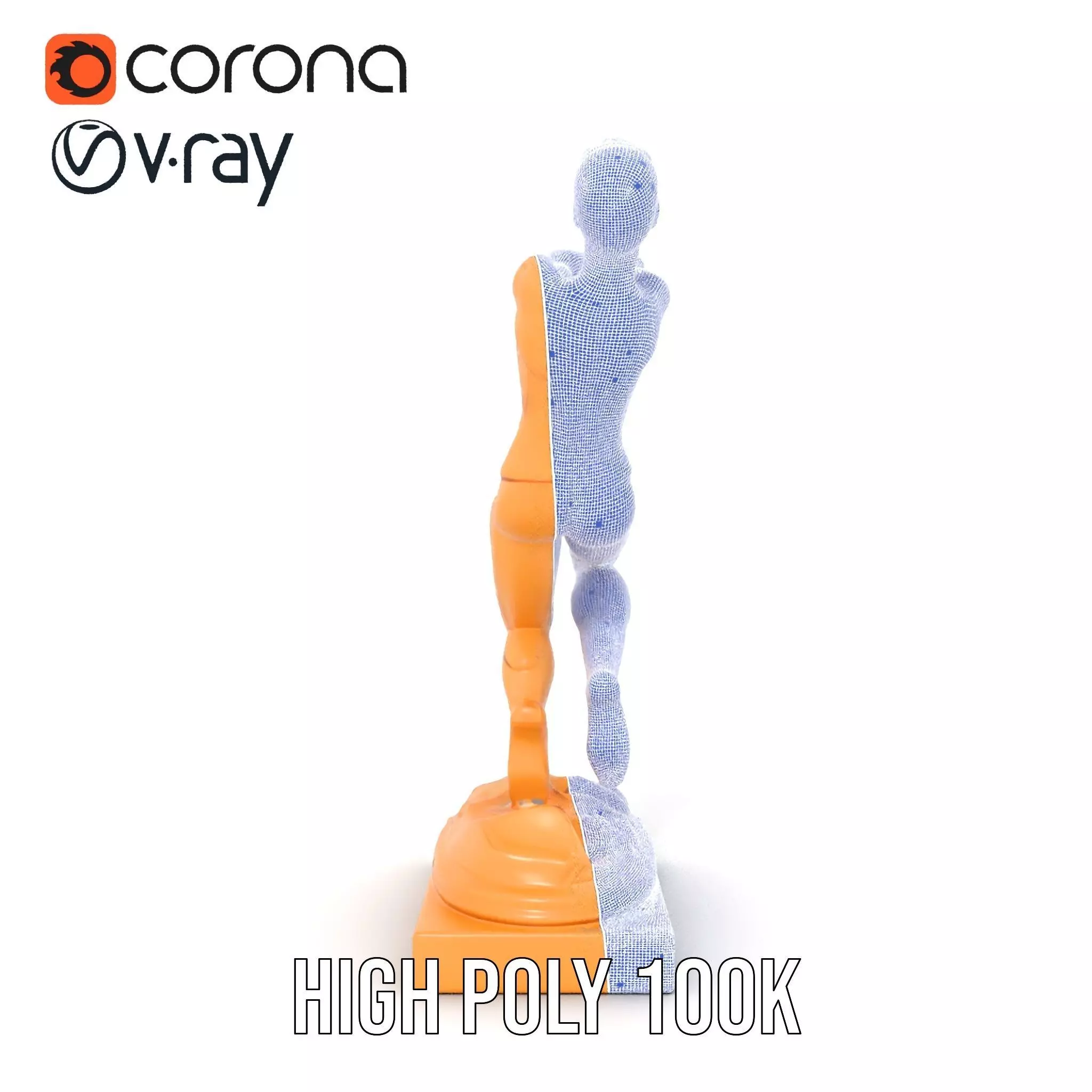 Sculptural Figurine Model Pack with Golden Finish Low-poly 3D model_34