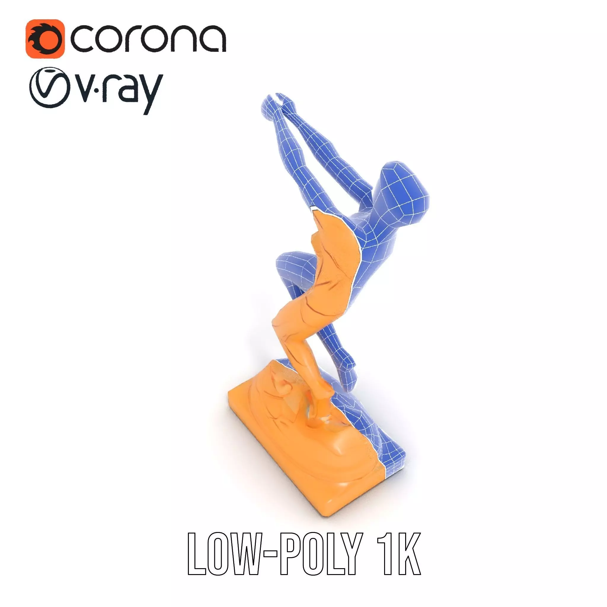 Sculptural Figurine Model Pack with Golden Finish Low-poly 3D model_20