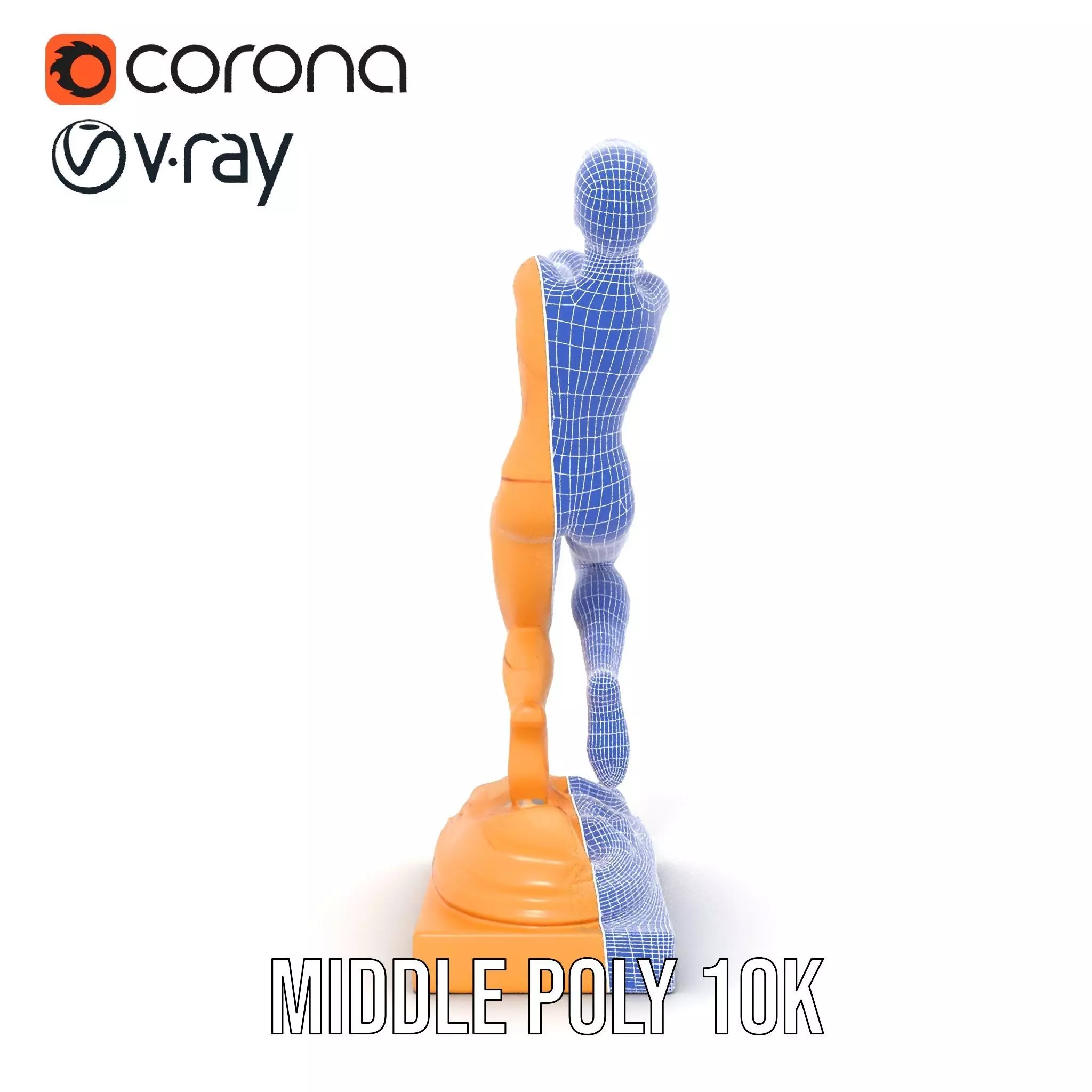 Sculptural Figurine Model Pack with Golden Finish Low-poly 3D model_16