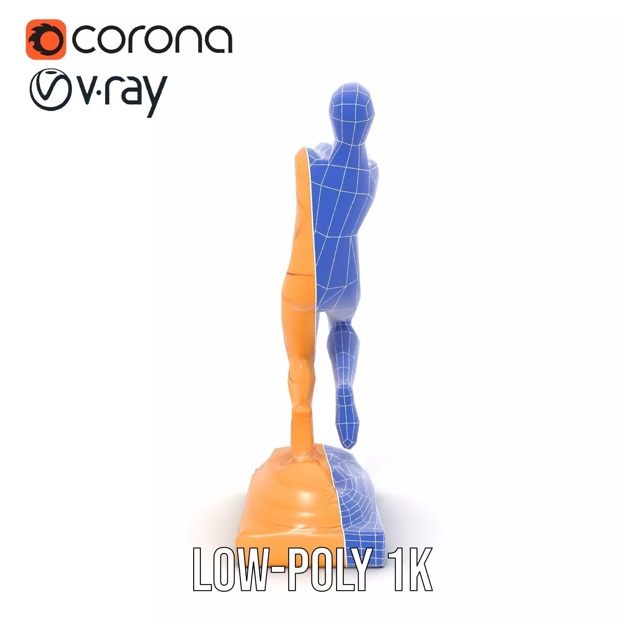 Sculptural Figurine Model Pack with Golden Finish Low-poly 3D model_23