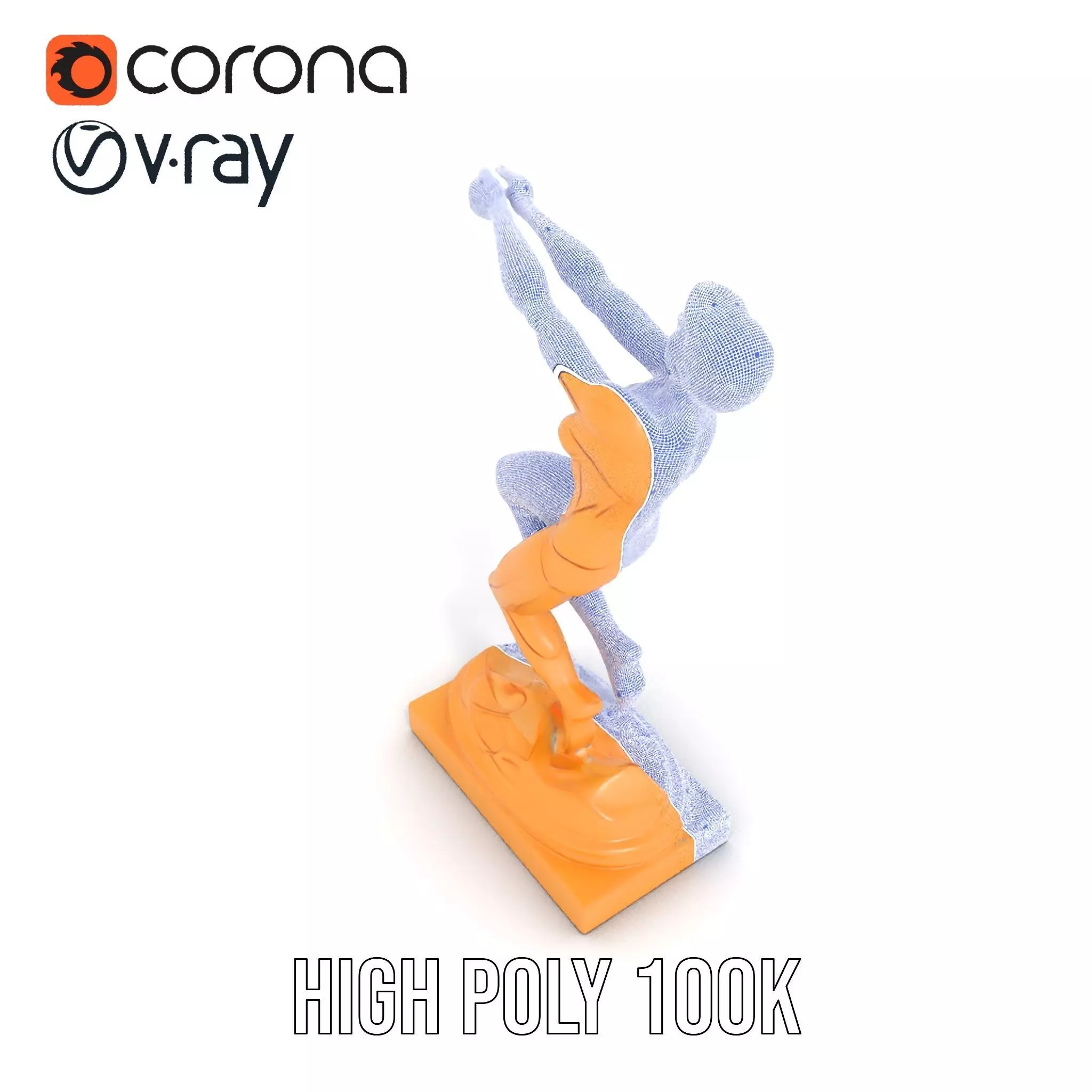Sculptural Figurine Model Pack with Golden Finish Low-poly 3D model_21