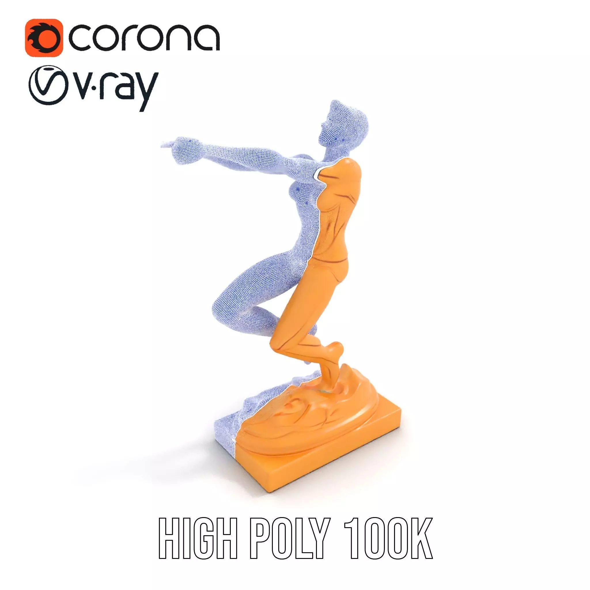 Sculptural Figurine Model Pack with Golden Finish Low-poly 3D model_33