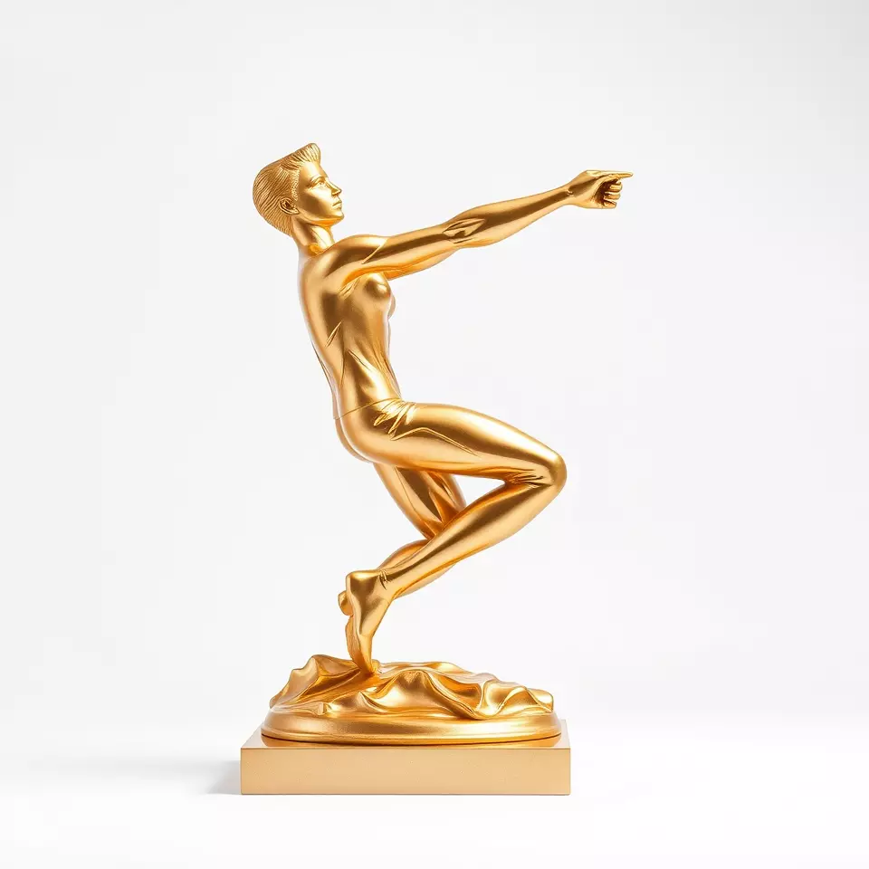 Sculptural Figurine Model Pack with Golden Finish Low-poly 3D model_3