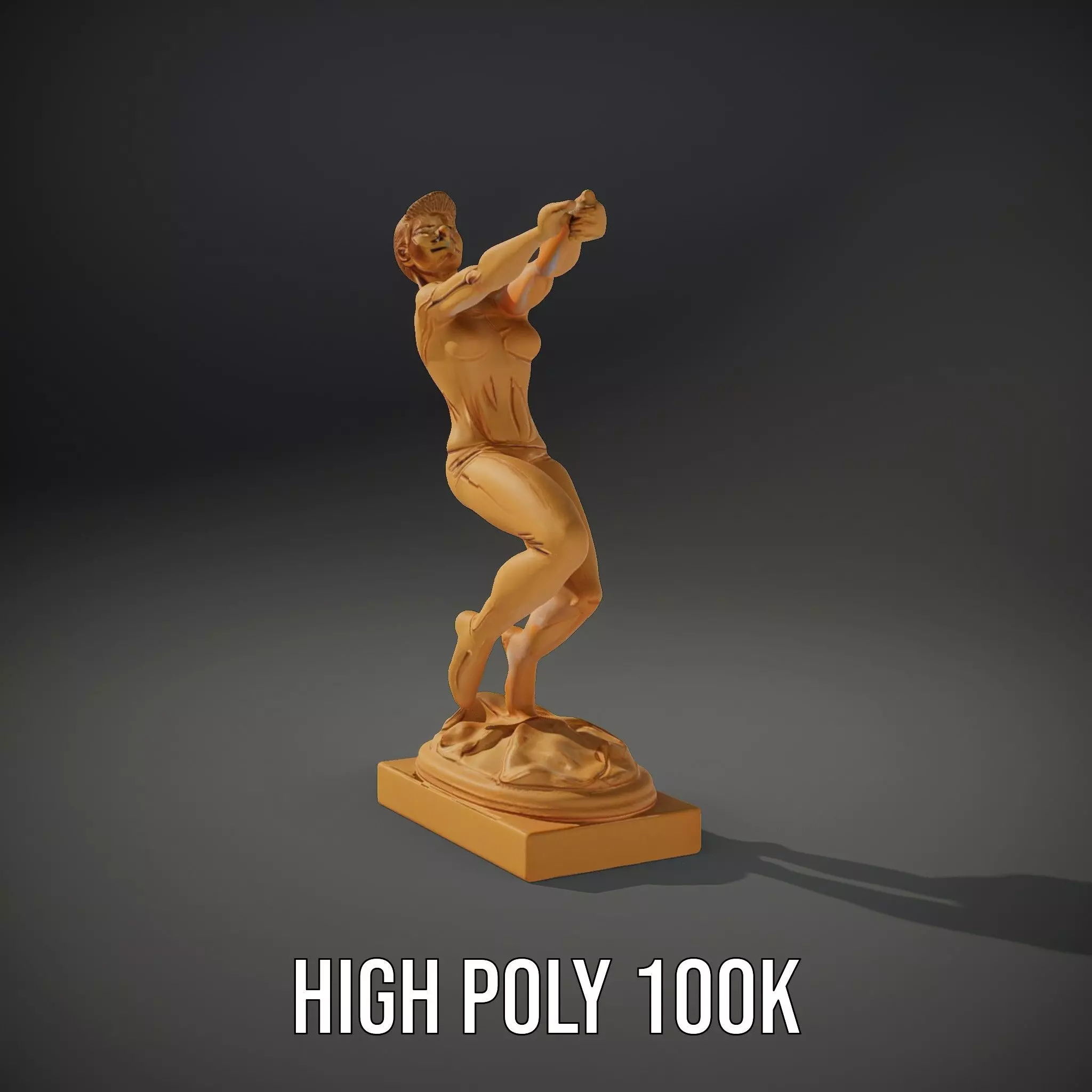 Sculptural Figurine Model Pack with Golden Finish Low-poly 3D model_11