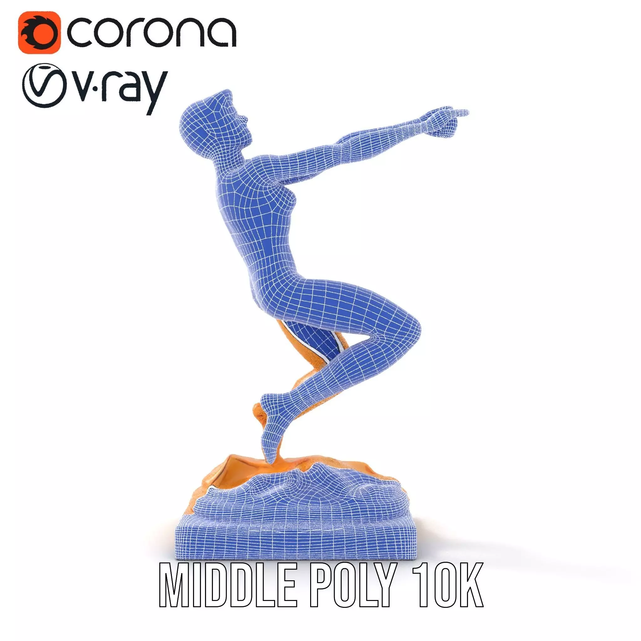 Sculptural Figurine Model Pack with Golden Finish Low-poly 3D model_19