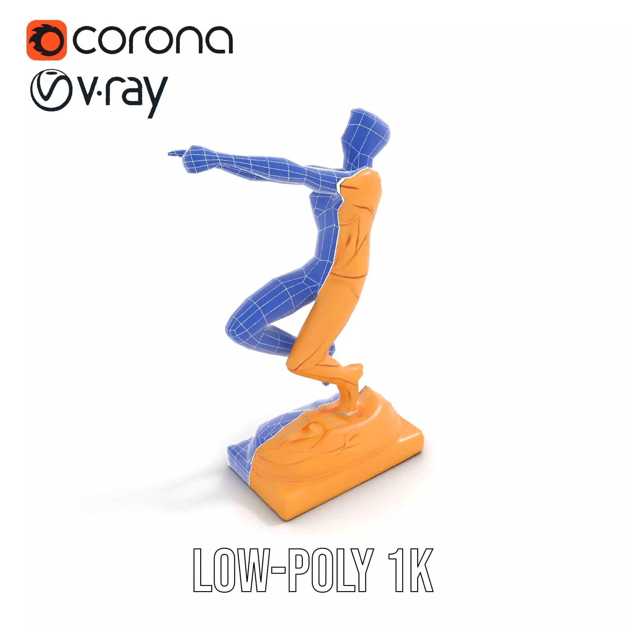 Sculptural Figurine Model Pack with Golden Finish Low-poly 3D model_17