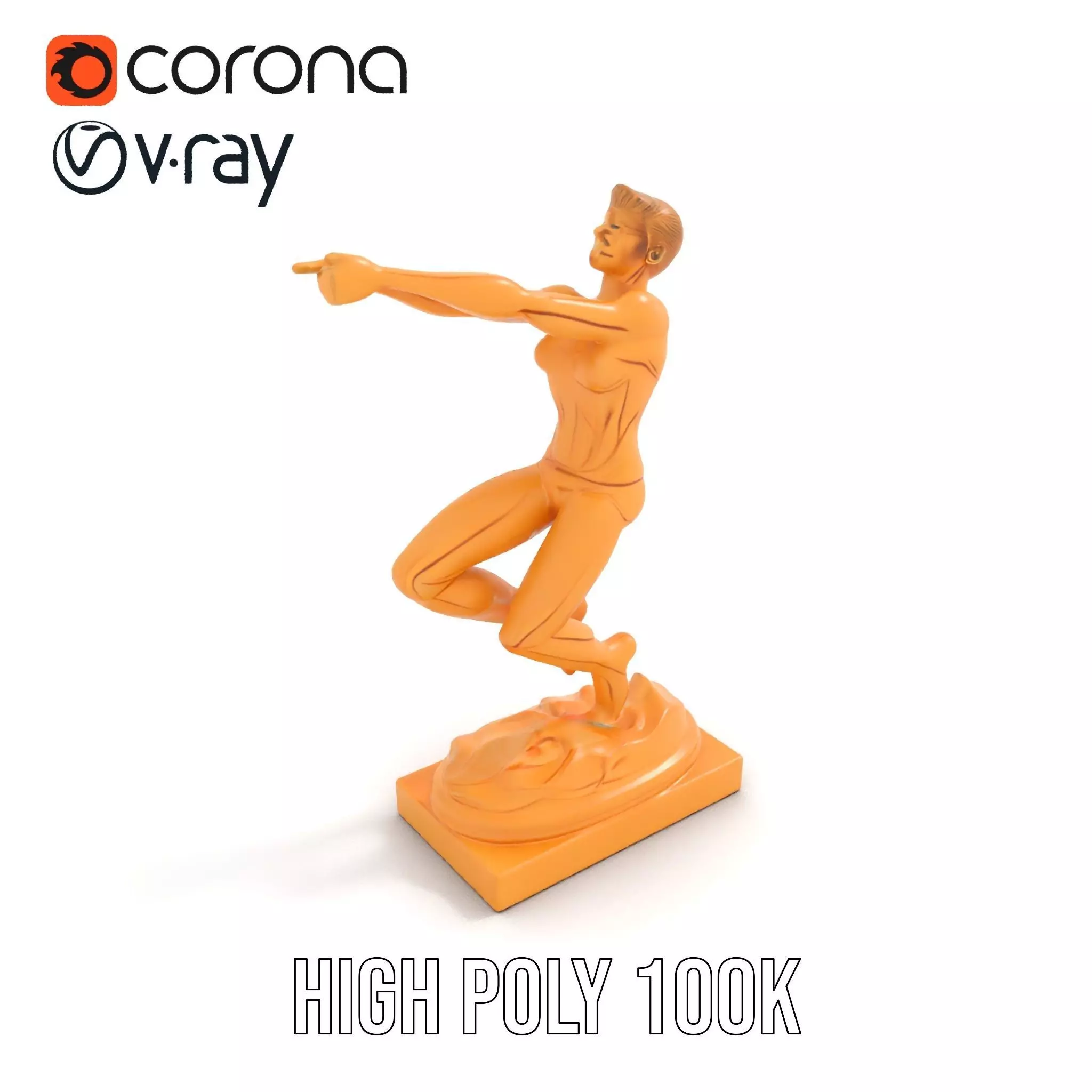 Sculptural Figurine Model Pack with Golden Finish Low-poly 3D model_27
