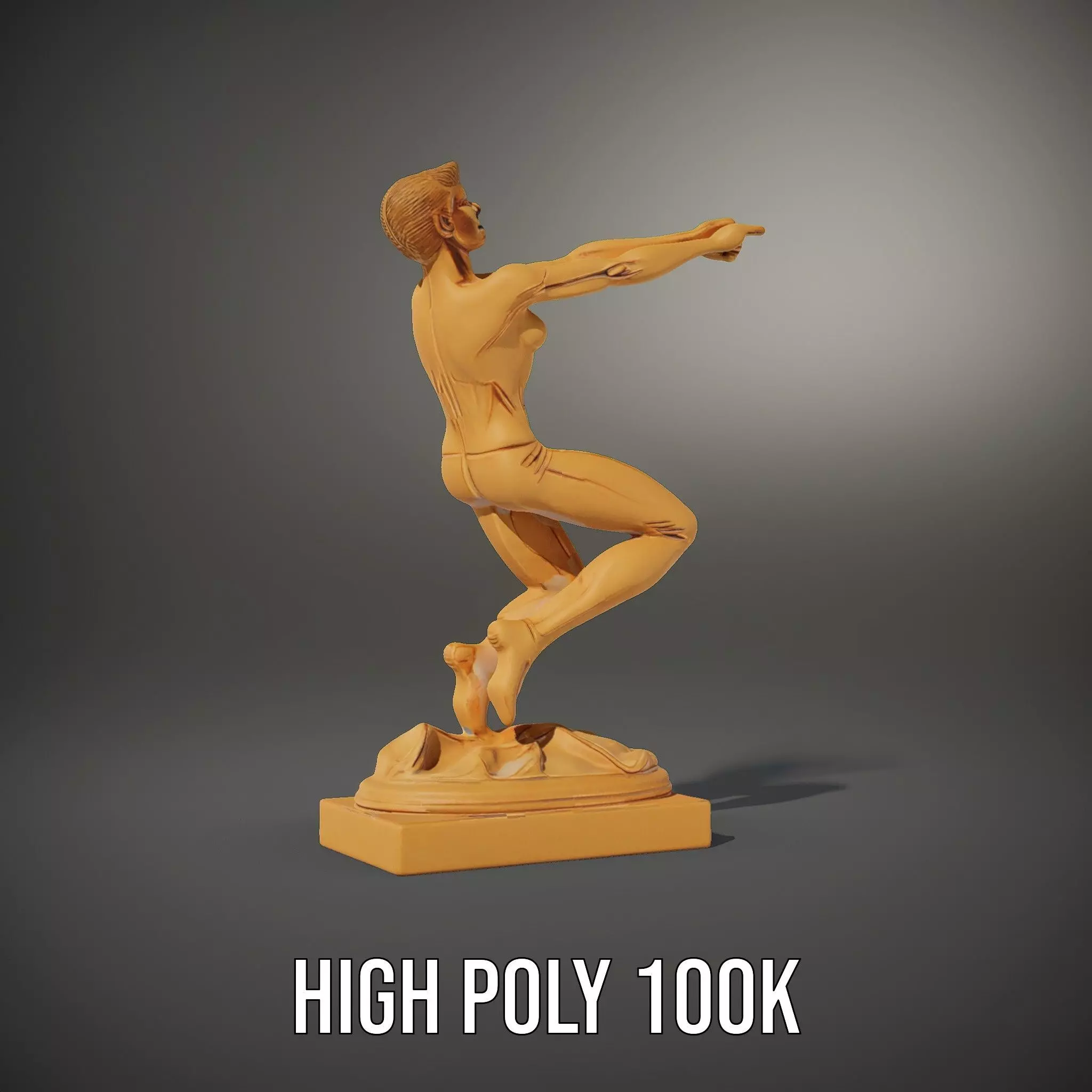 Sculptural Figurine Model Pack with Golden Finish Low-poly 3D model_9