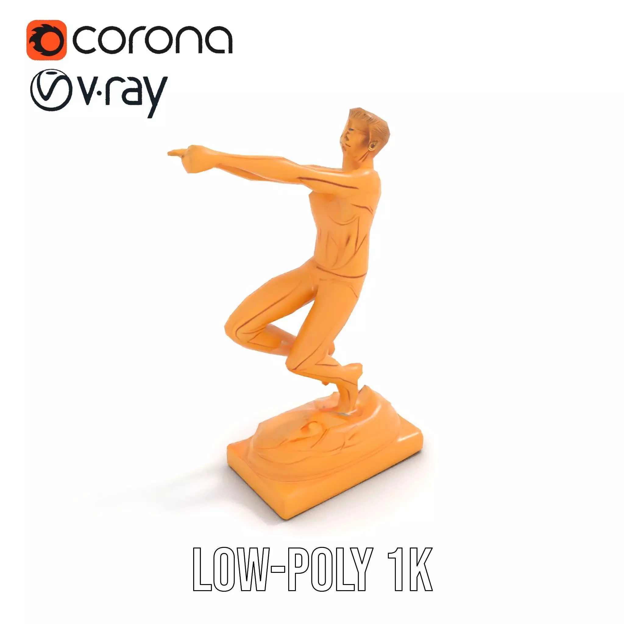Sculptural Figurine Model Pack with Golden Finish Low-poly 3D model_10