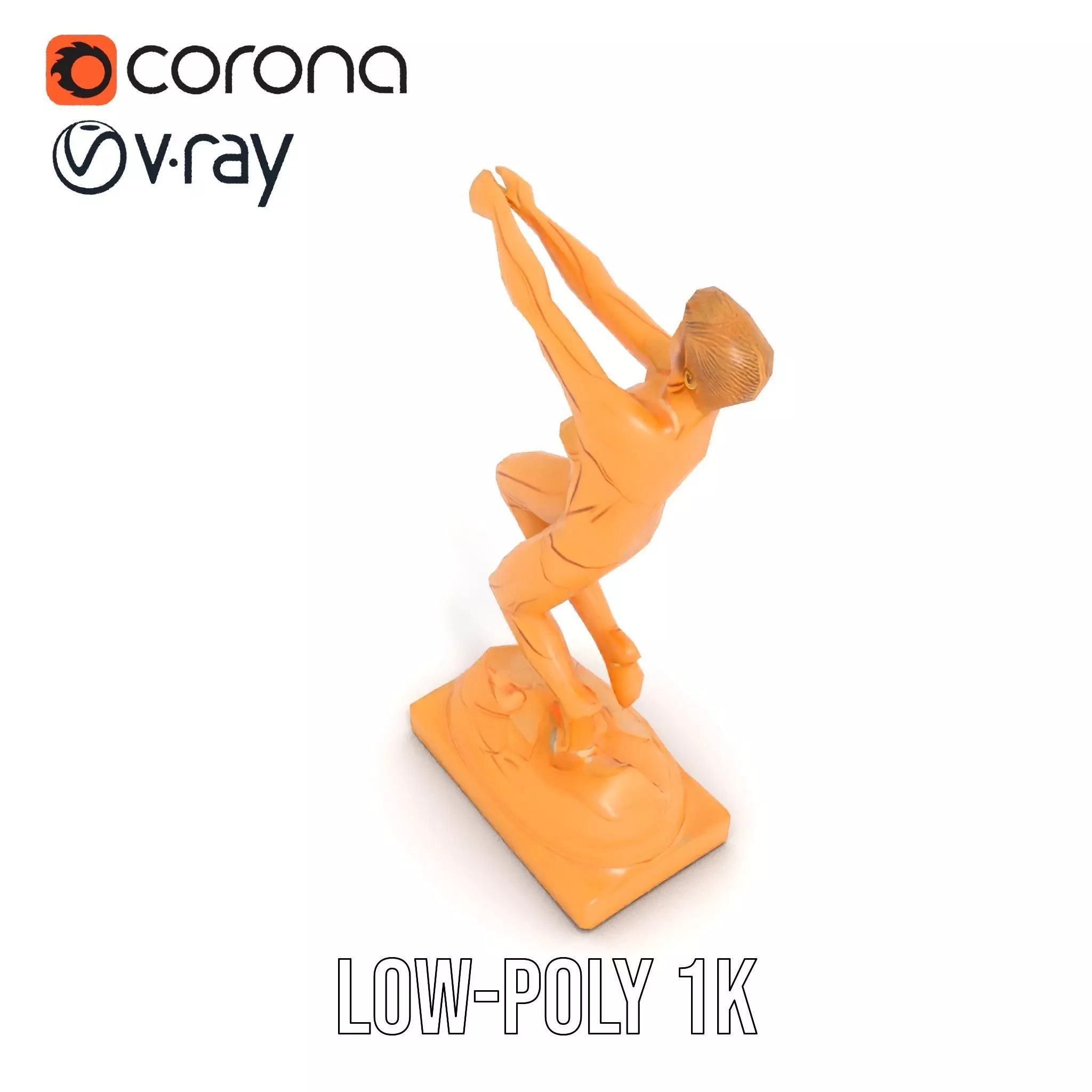 Sculptural Figurine Model Pack with Golden Finish Low-poly 3D model_15