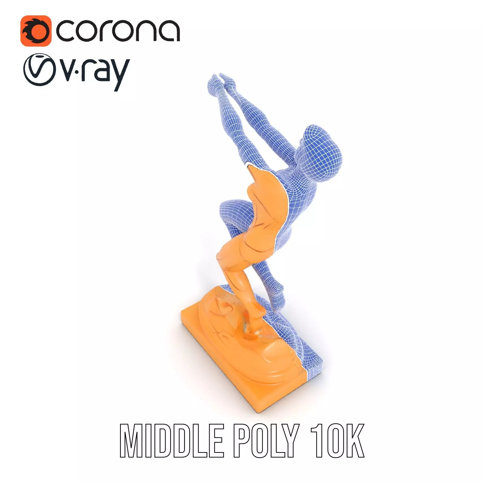 Sculptural Figurine Model Pack with Golden Finish Low-poly 3D model_14