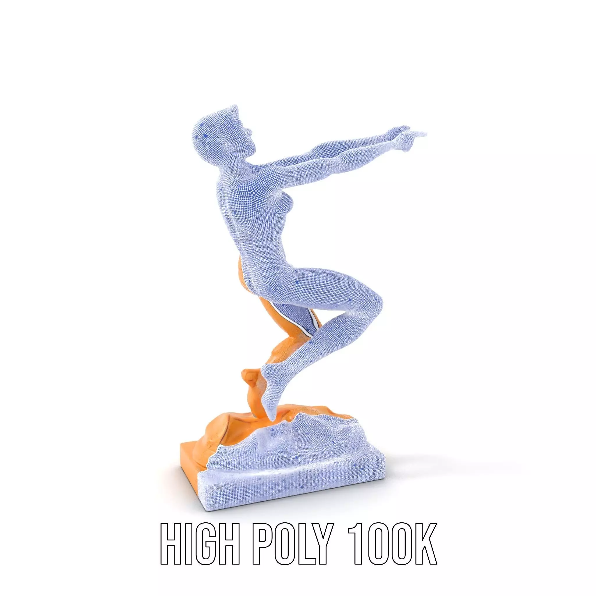 Sculptural Figurine Model Pack with Golden Finish Low-poly 3D model_5