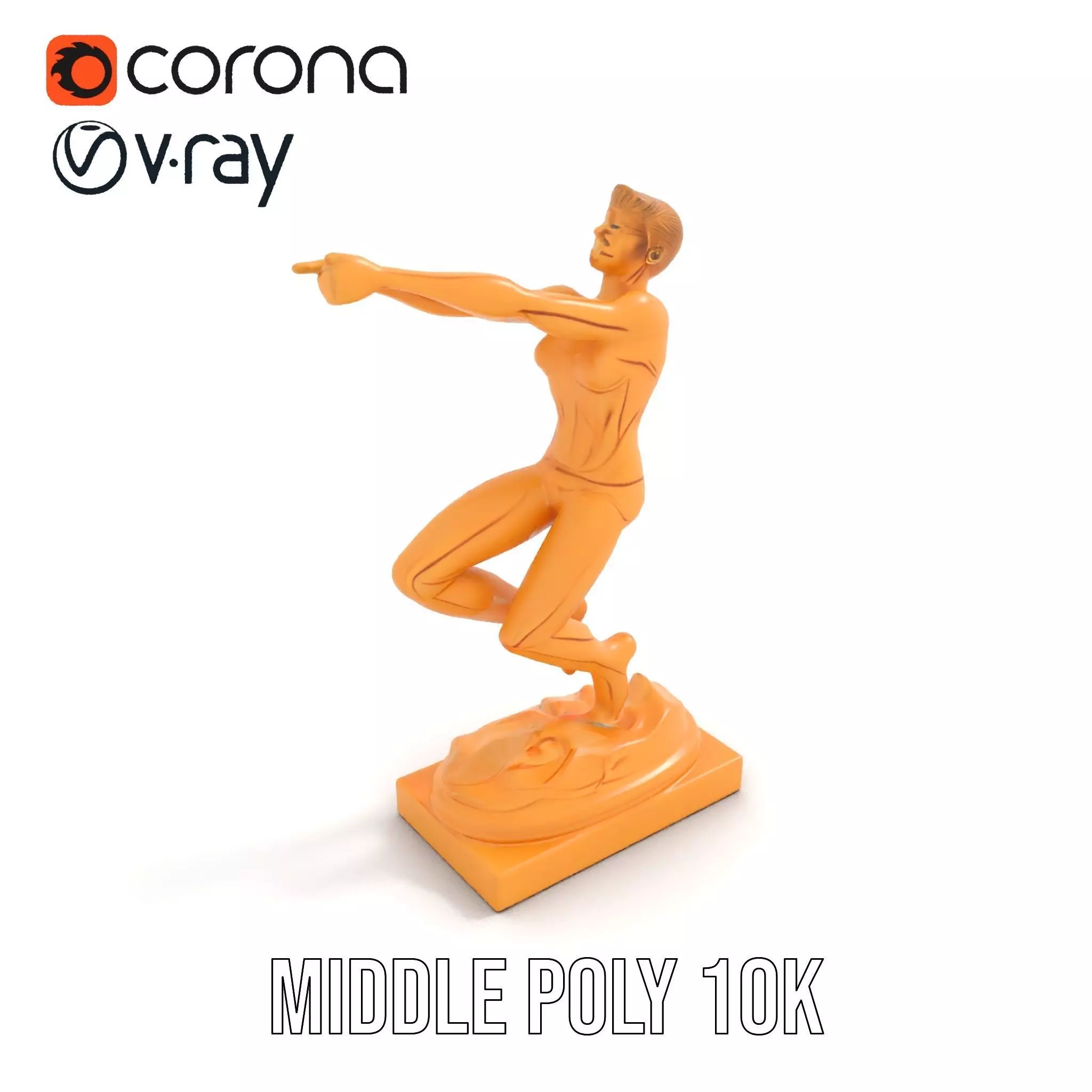 Sculptural Figurine Model Pack with Golden Finish Low-poly 3D model_12
