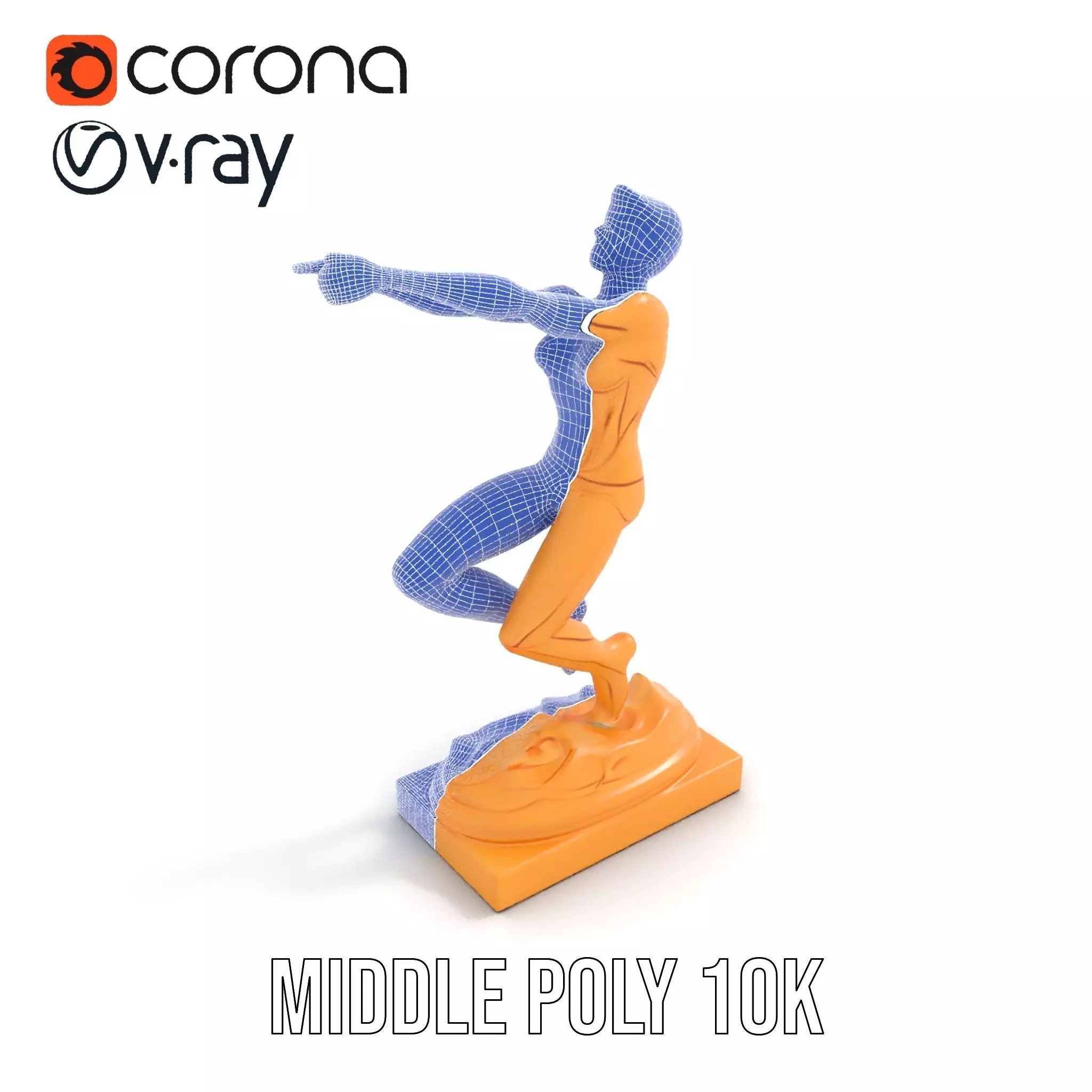 Sculptural Figurine Model Pack with Golden Finish Low-poly 3D model_28