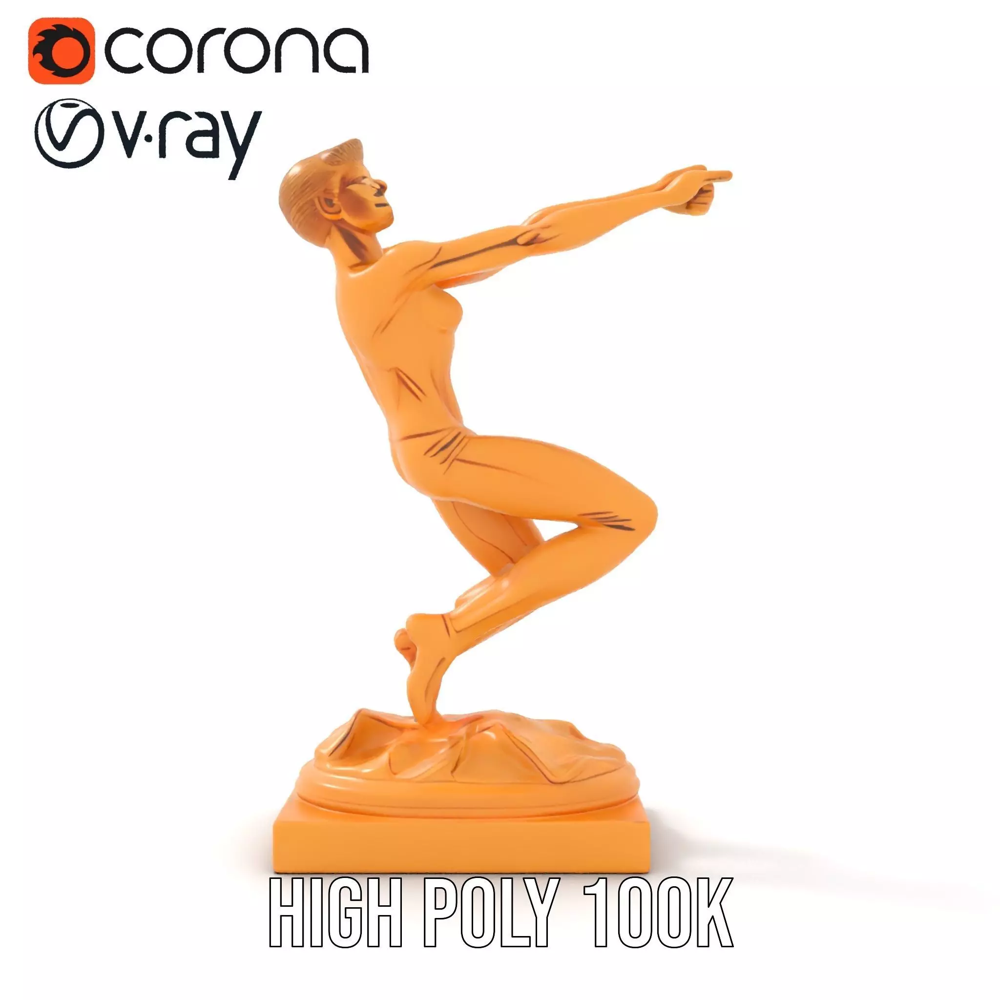 Sculptural Figurine Model Pack with Golden Finish Low-poly 3D model_18