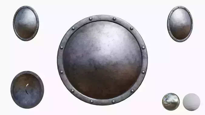 Round Metal Shield   Low-poly 3D model