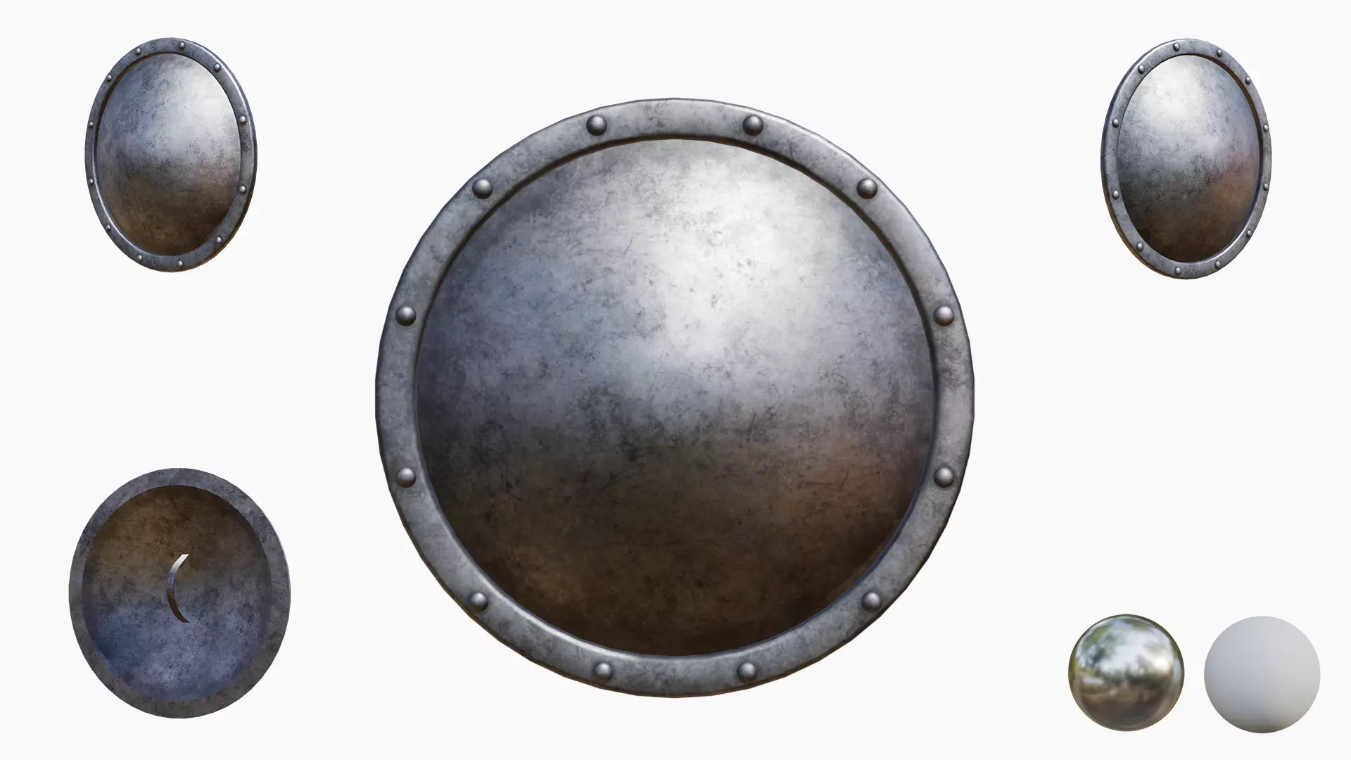 Round Metal Shield   Low-poly 3D model_0