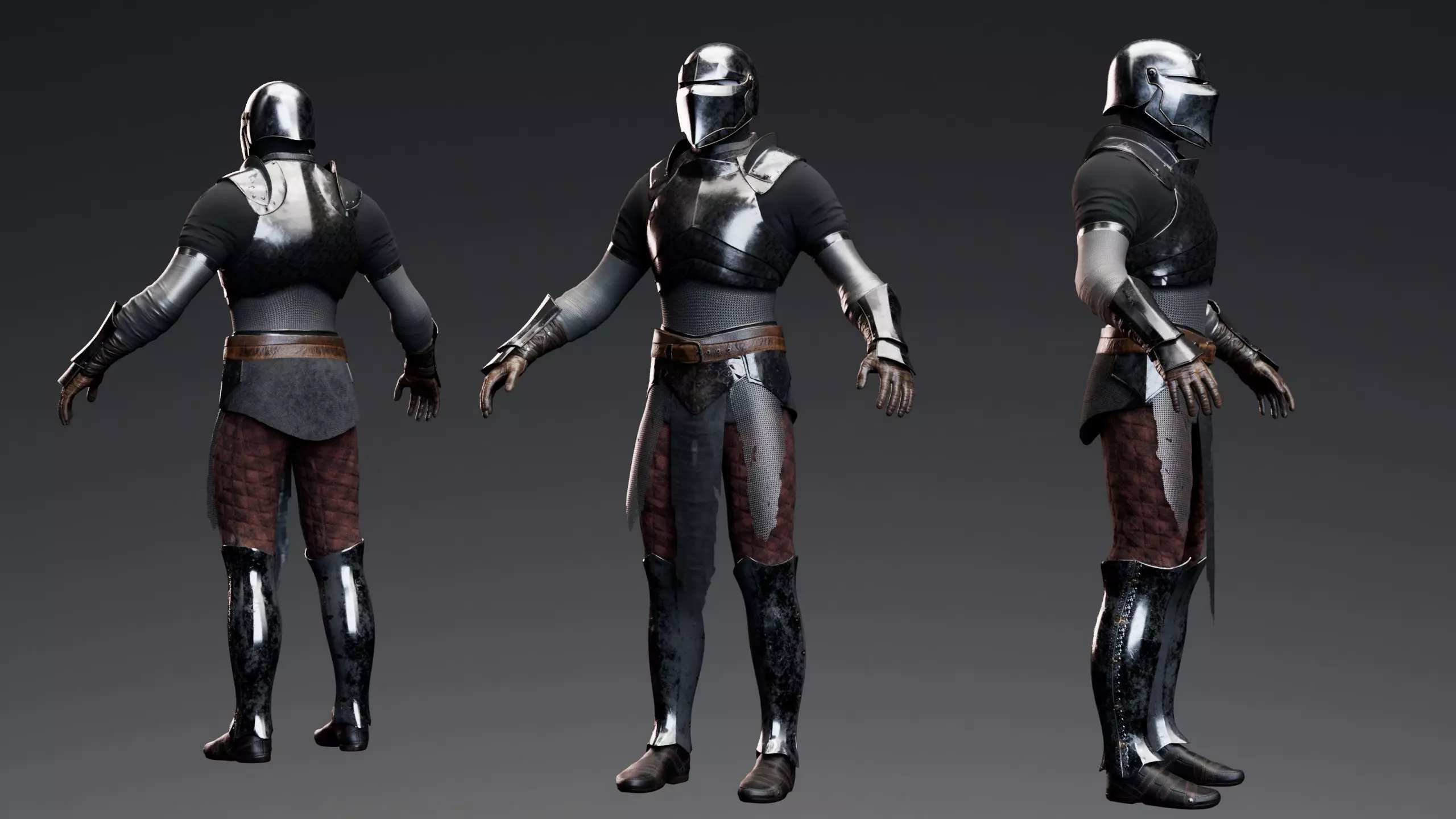 Medium Armored Warrior Knight V1 - Unreal Engine Project Low-poly 3D model_4