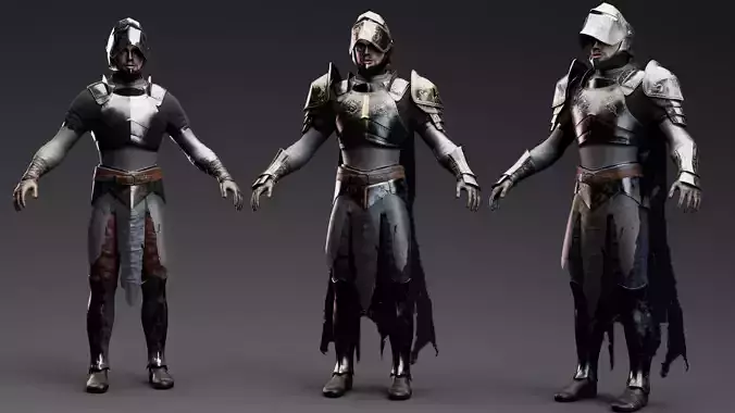 Medium Armored Warrior Knight V1 - Unreal Engine Project Low-poly 3D model