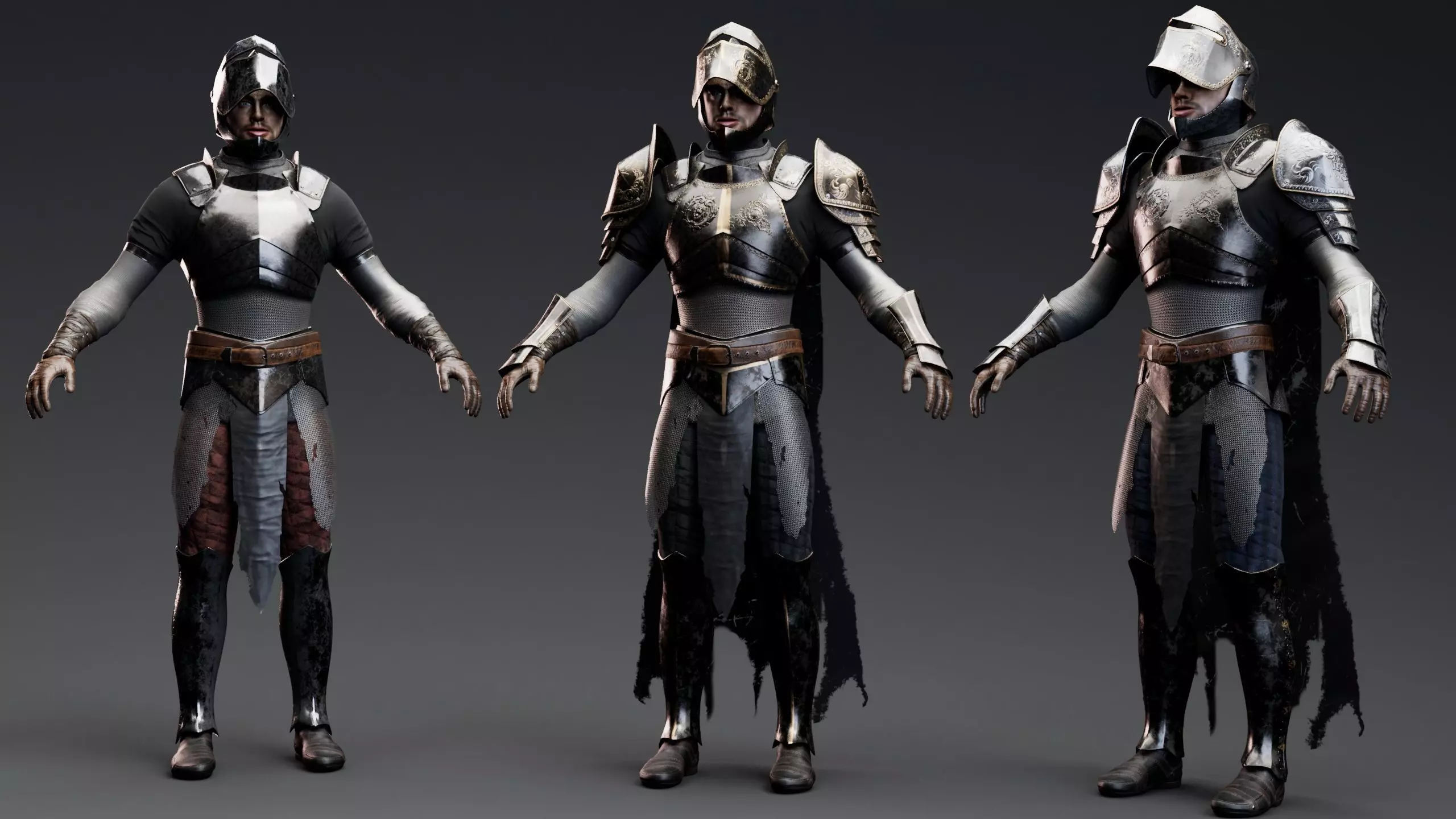 Medium Armored Warrior Knight V1 - Unreal Engine Project Low-poly 3D model_0