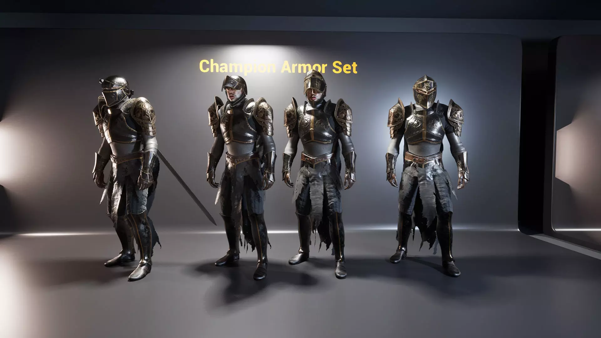 Medium Armored Warrior Knight V1 - Unreal Engine Project Low-poly 3D model_7