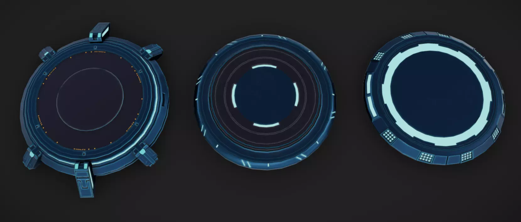 SciFi Podiums Low-poly 3D model_1